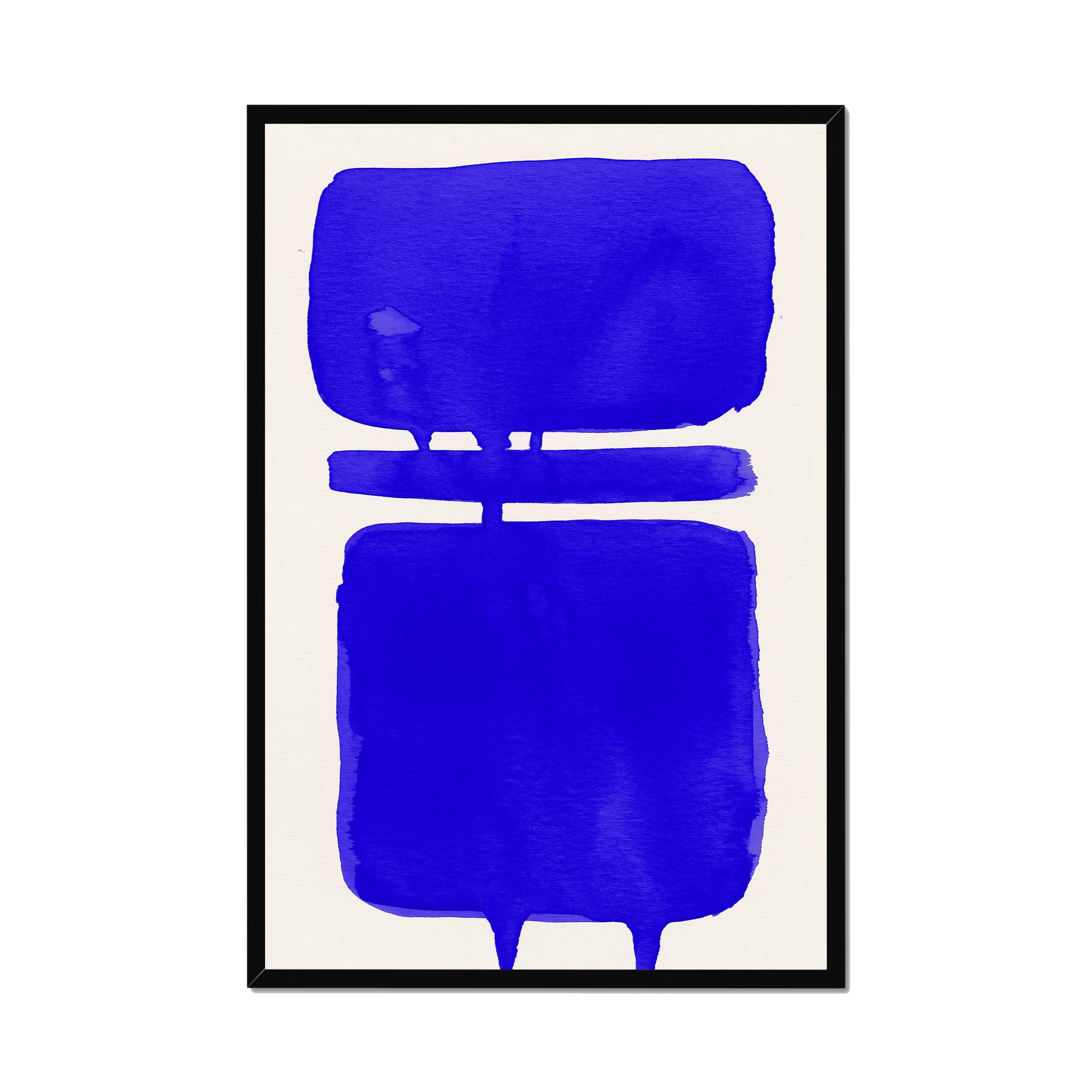 Ink Composition 18 blue ink print, 60x90cm, in a black box frame, ready to hang.