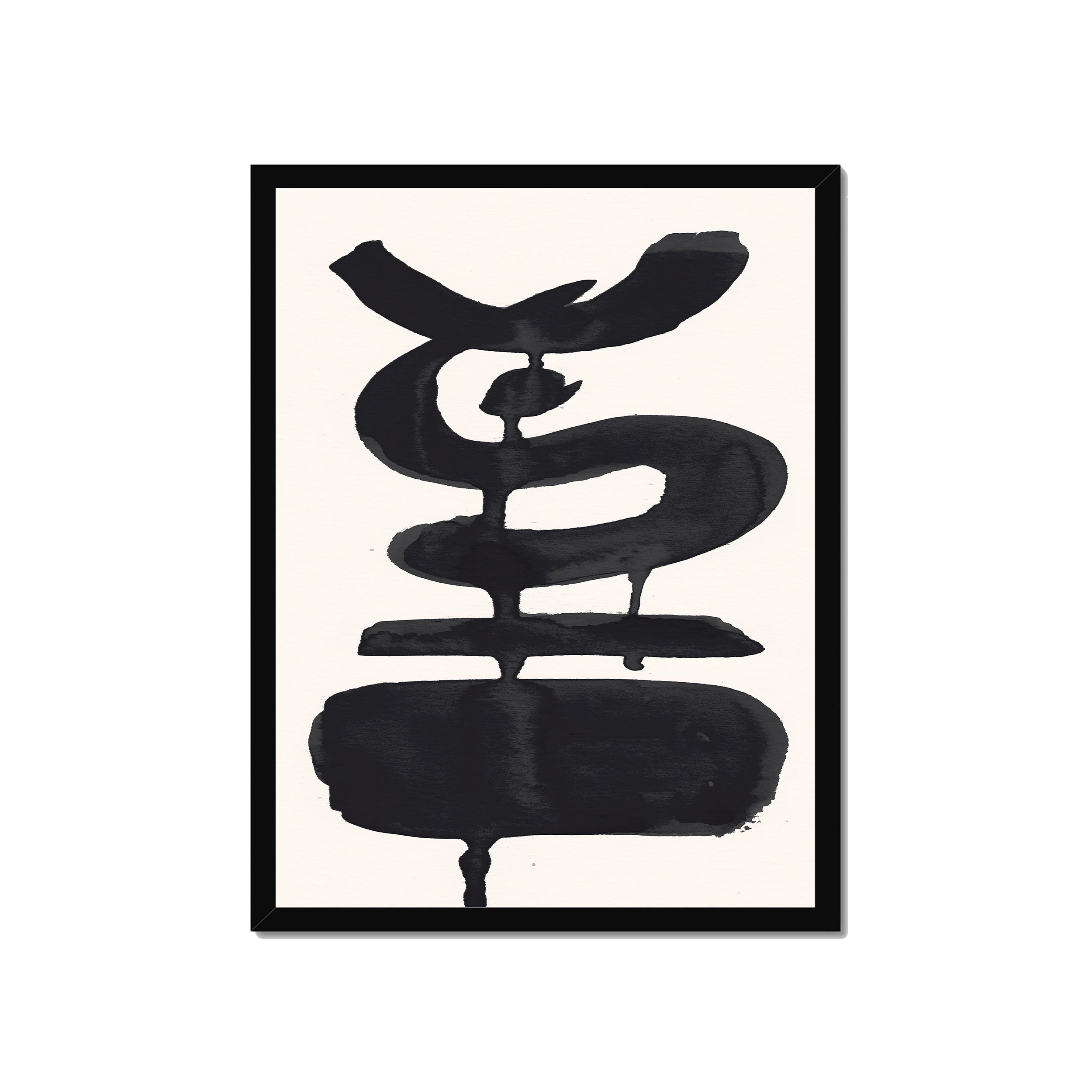 Ink Composition 19 black ink print, 45x60cm, in a black box frame, ready to hang.