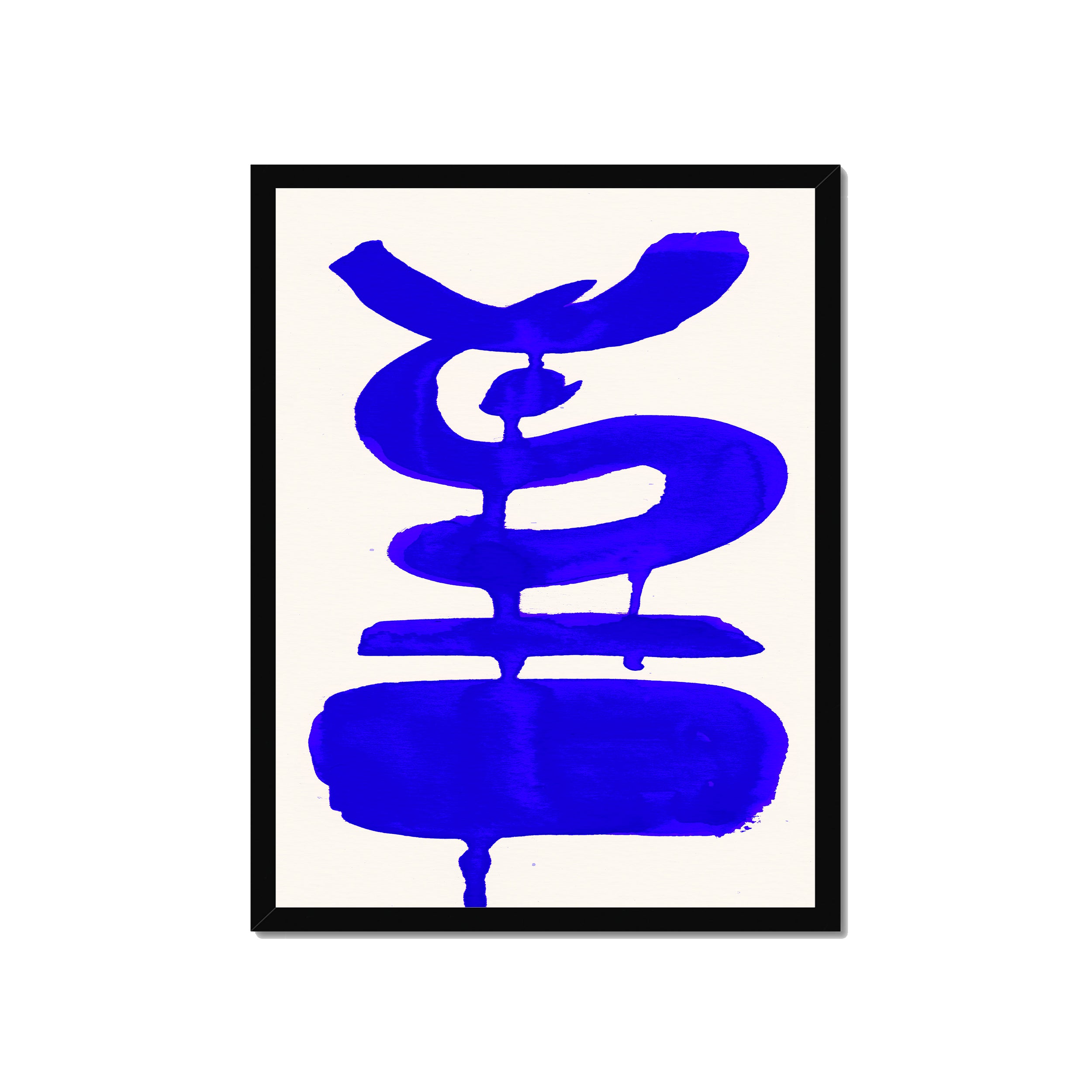 Ink Composition 19 blue ink print, 45x60cm, in a black box frame, ready to hang.
