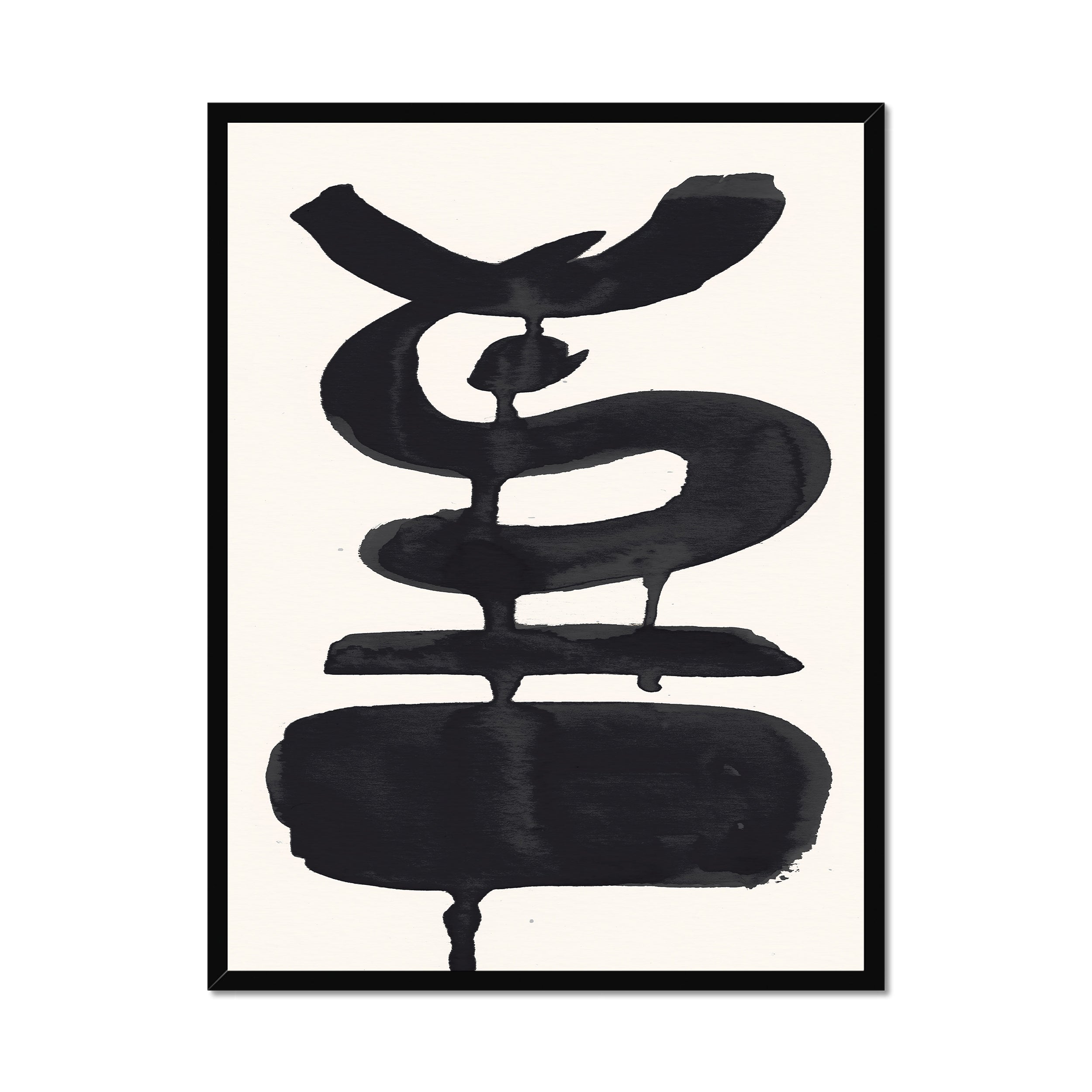 Ink Composition 19 black ink print, 60x80cm, in a black box frame, ready to hang.