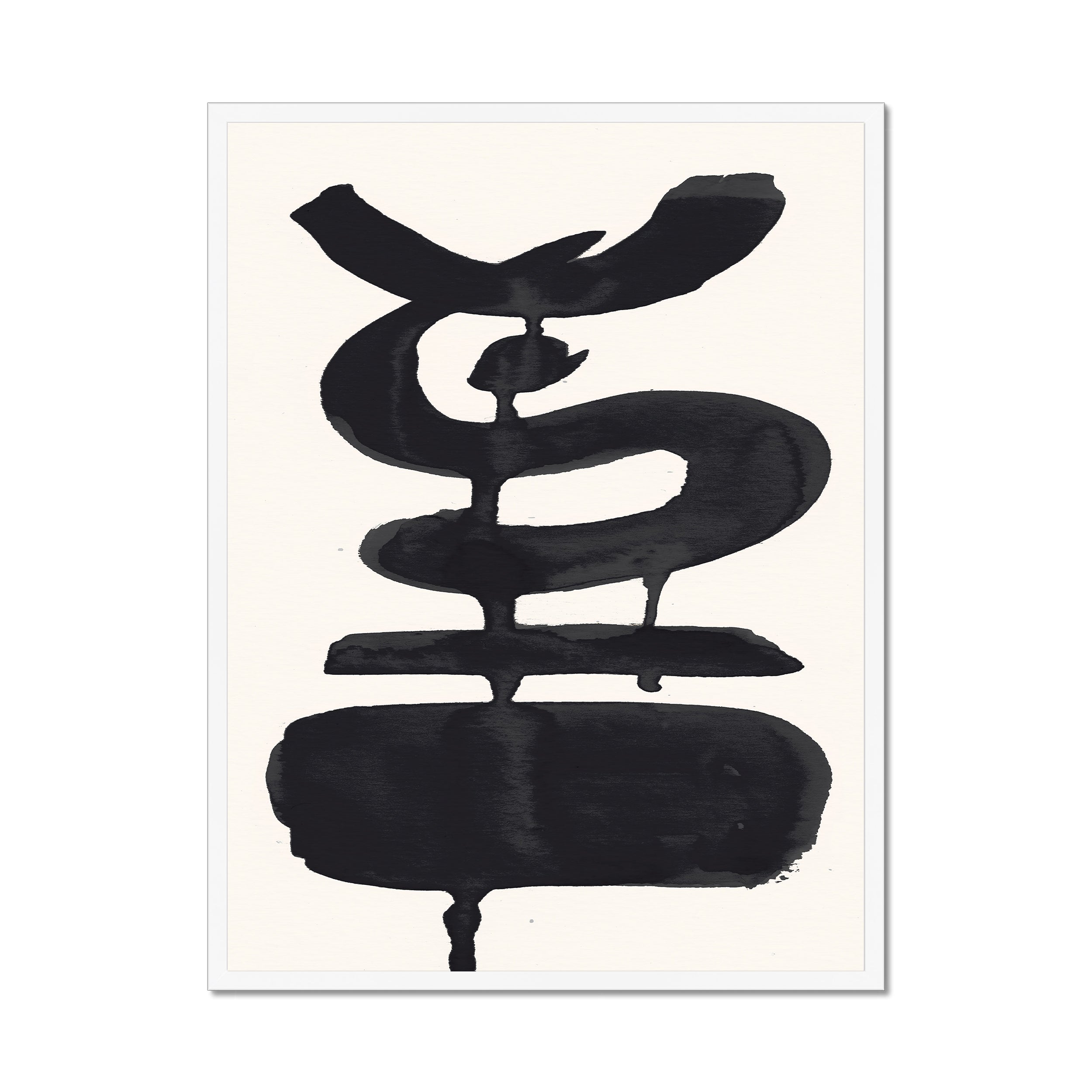 Ink Composition 19 black ink print, 60x80cm, in a white box frame, ready to hang.