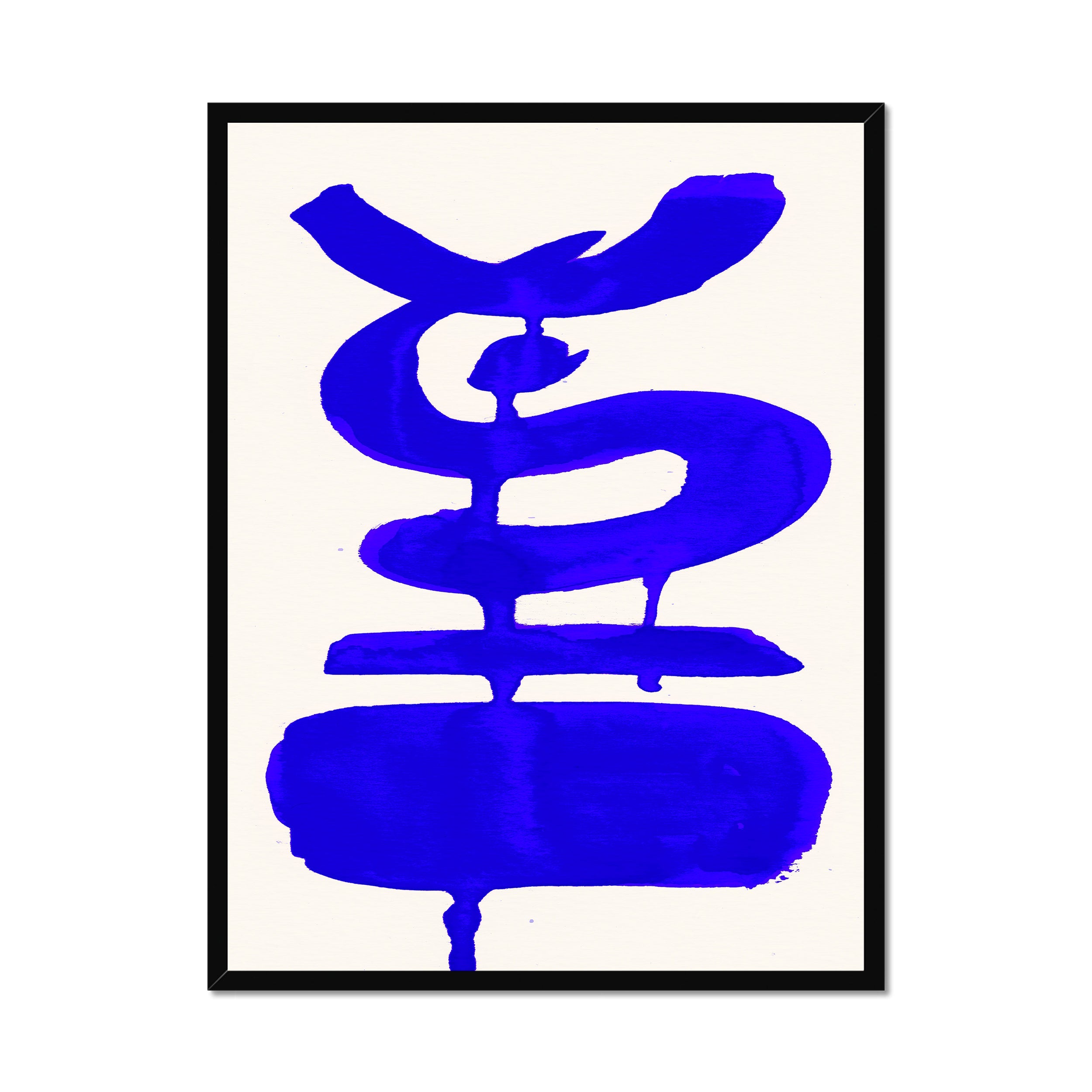 Ink Composition 19 blue ink print, 60x80cm, in a black box frame, ready to hang.