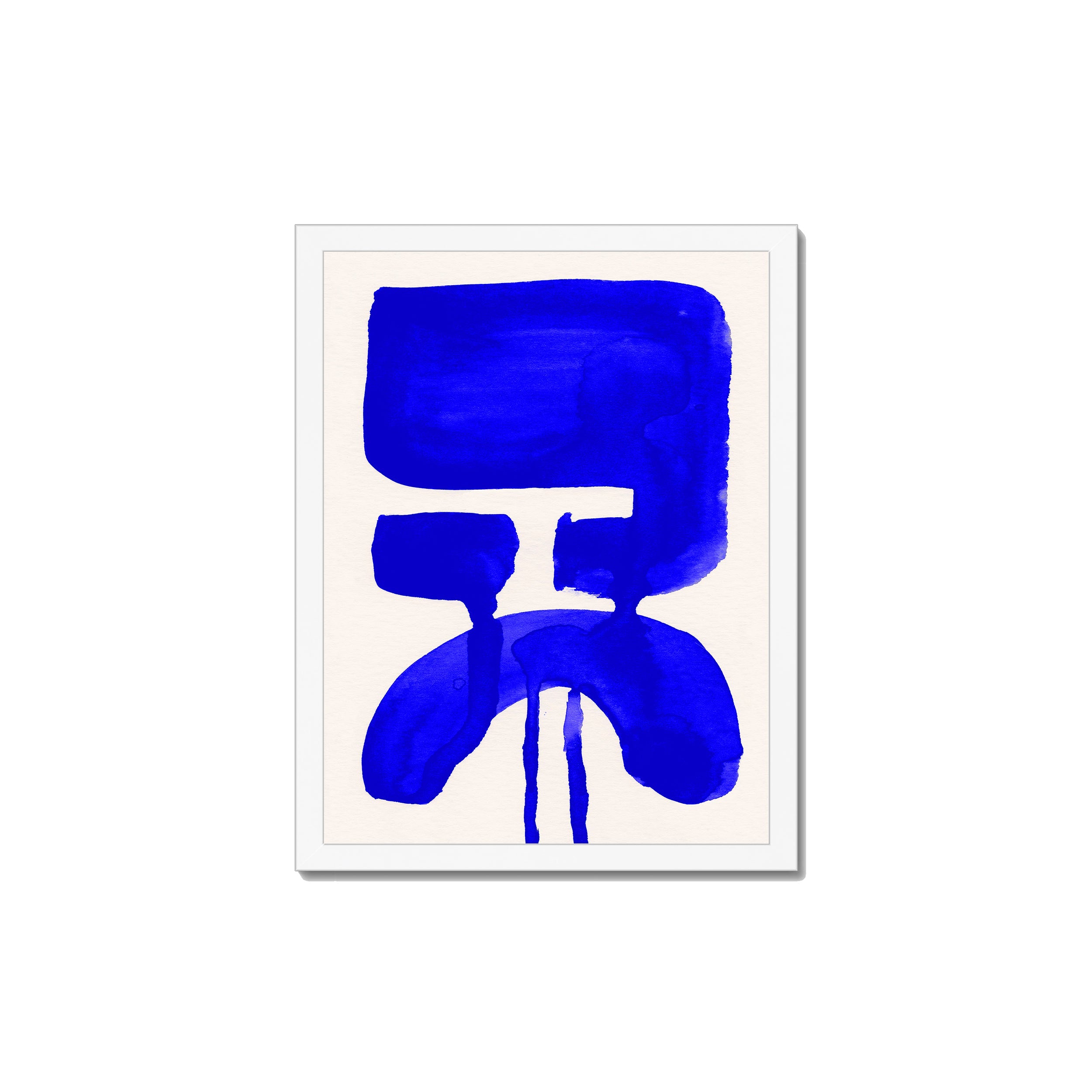 Ink Composition 20 blue ink print, 30x40cm, in a white box frame, ready to hang.
