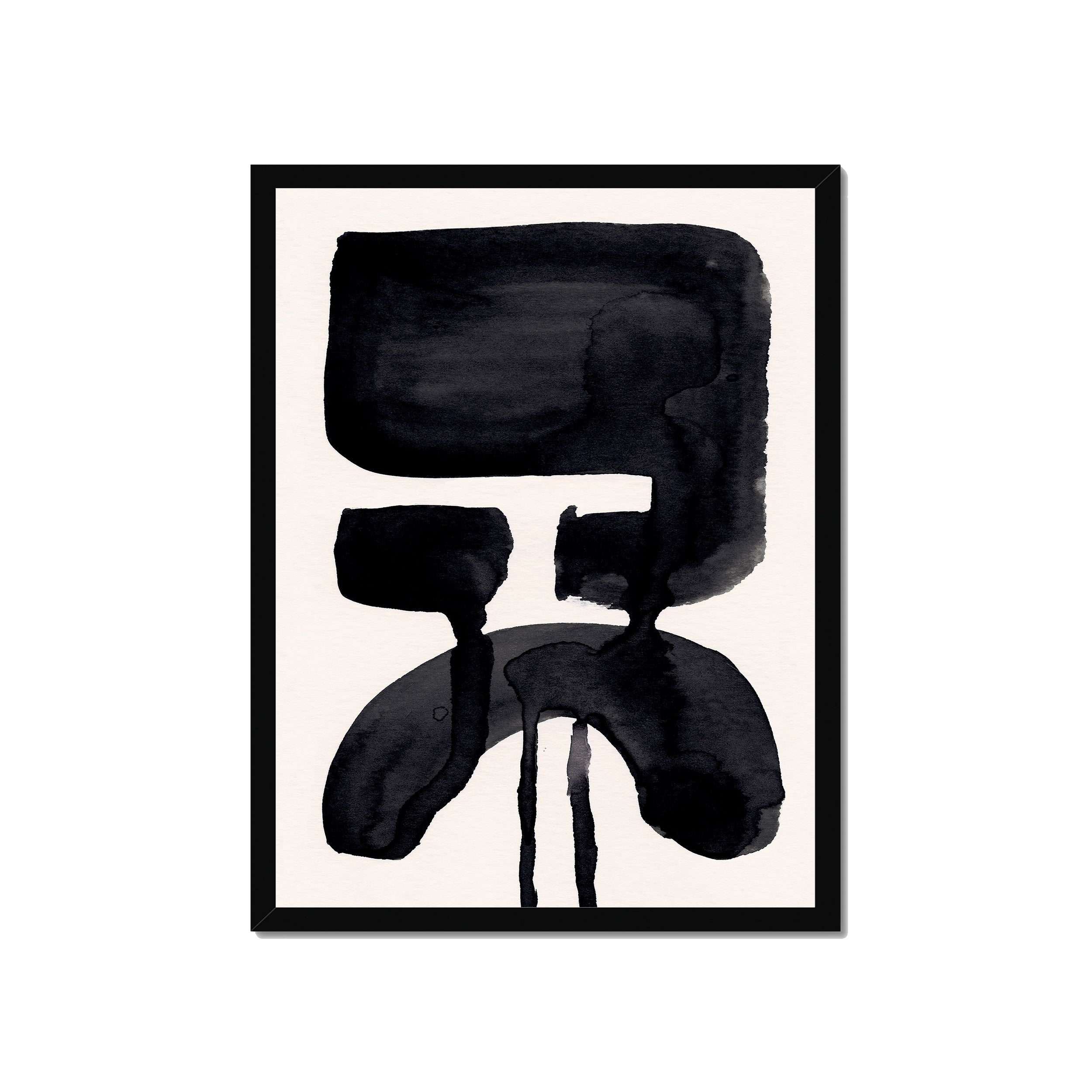Ink Composition 20 black ink print, 45x60cm, in a black box frame, ready to hang.