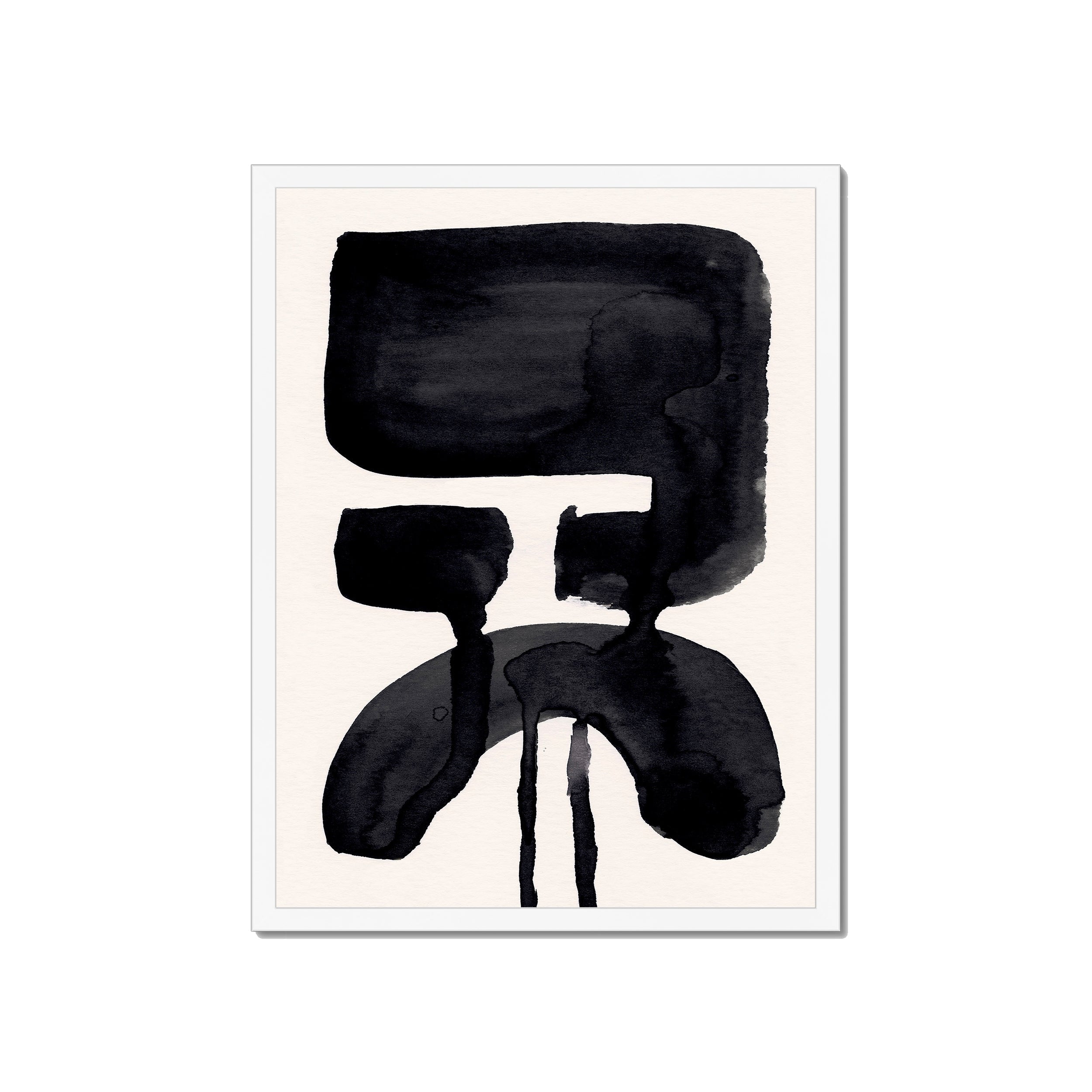 Ink Composition 20 black ink print, 45x60cm, in a white box frame, ready to hang.