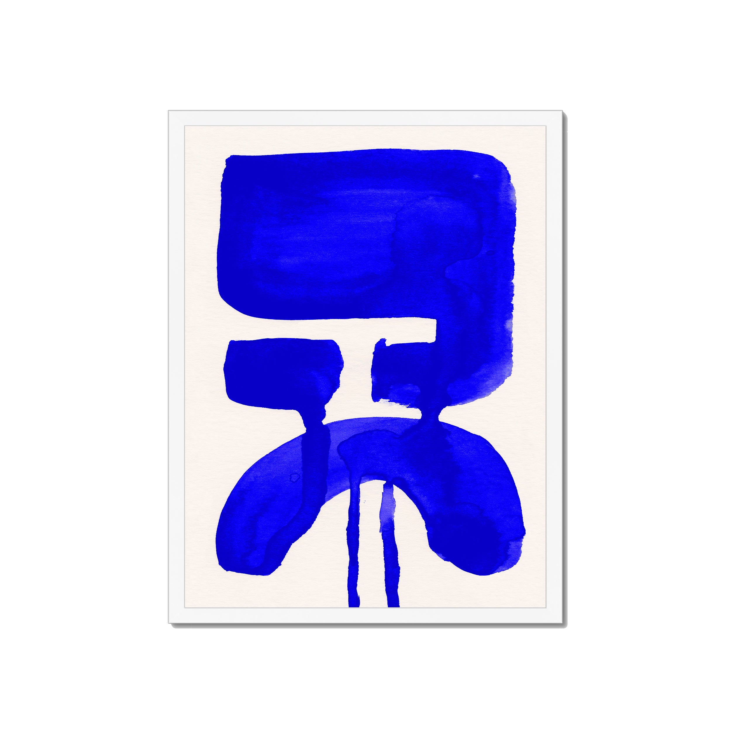Ink Composition 20 blue ink print, 45x60cm, in a white box frame, ready to hang.