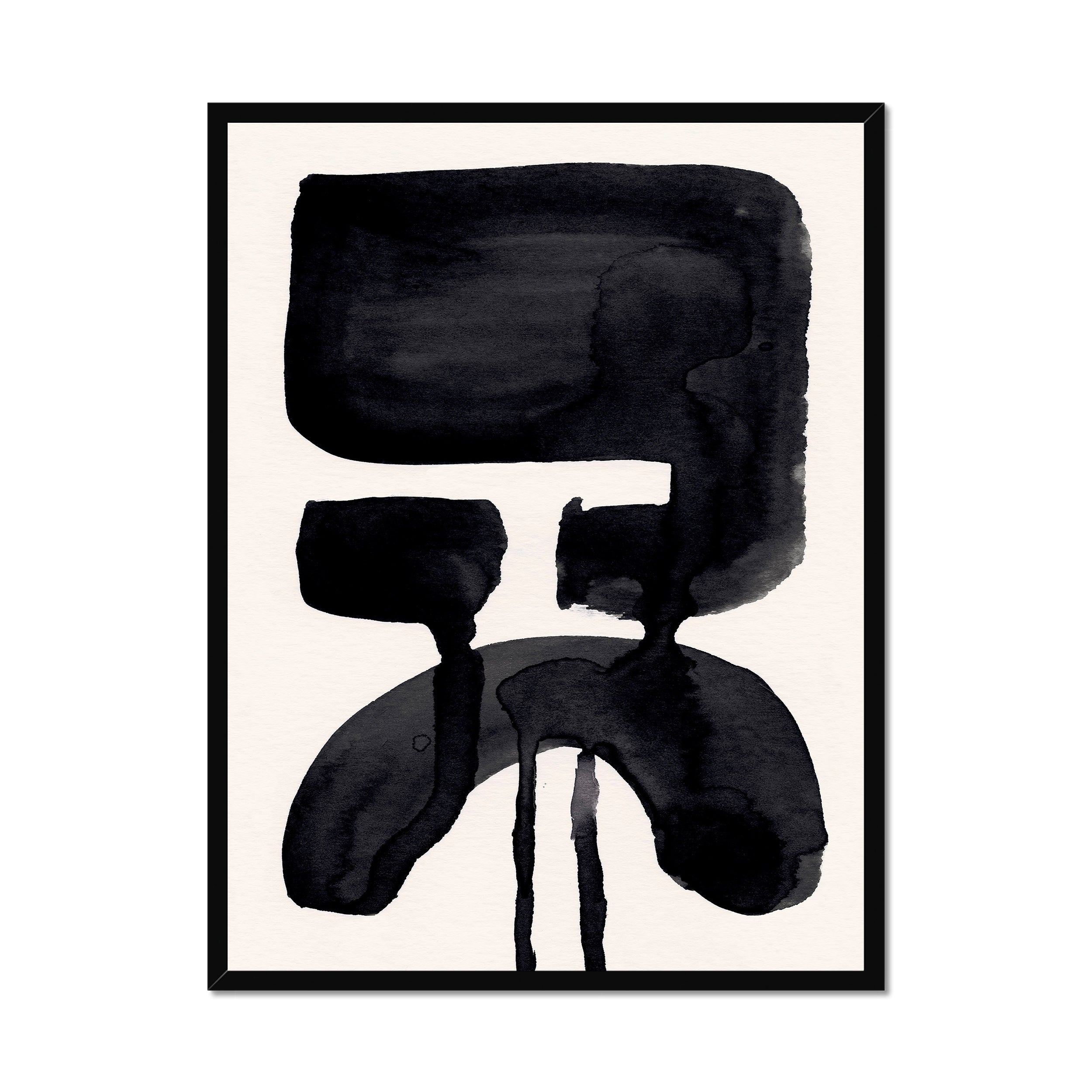 Ink Composition 20 black ink print, 60x80cm, in a black box frame, ready to hang.