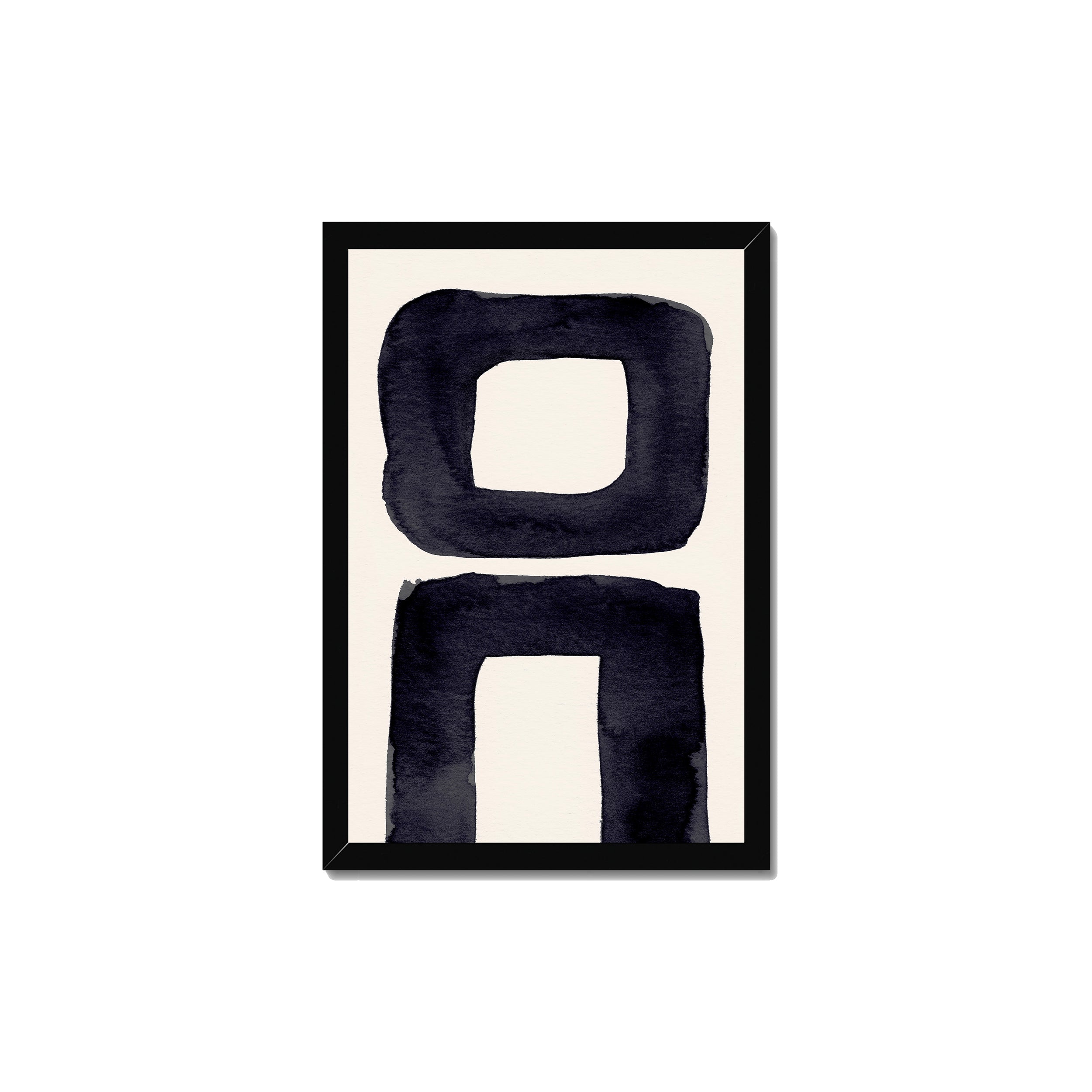Ink Composition 21 black ink print, 30x45cm, in a black box frame, ready to hang.