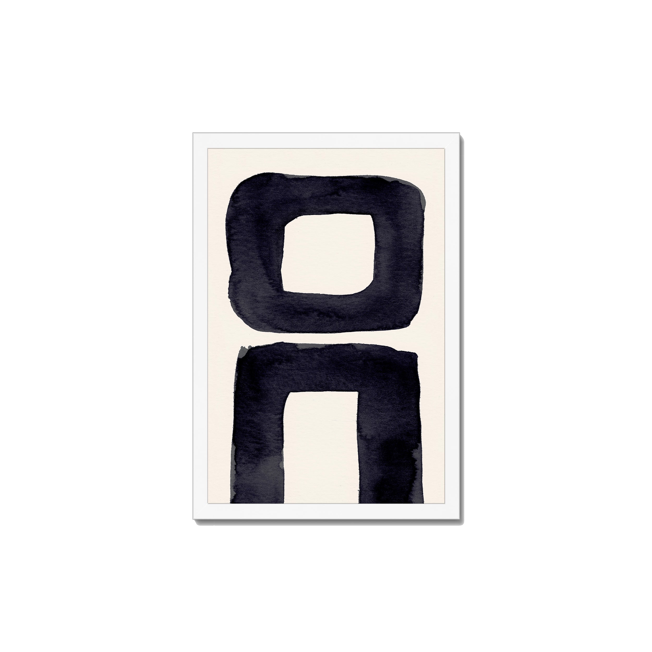 Ink Composition 21 black ink print, 30x45cm, in a white box frame, ready to hang.