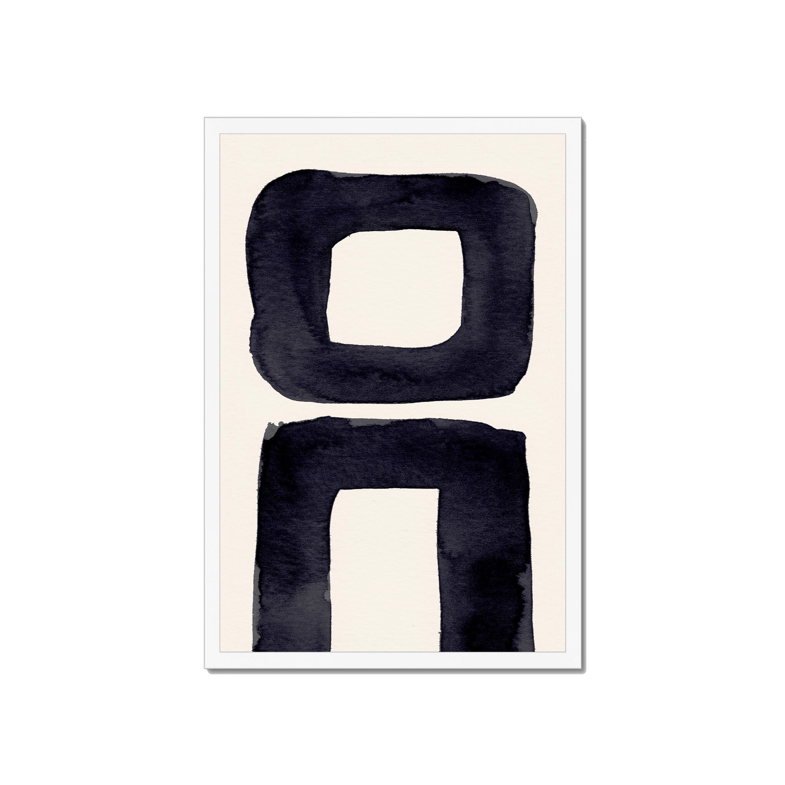 Ink Composition 21 black ink print, 40x60cm, in a white box frame, ready to hang.