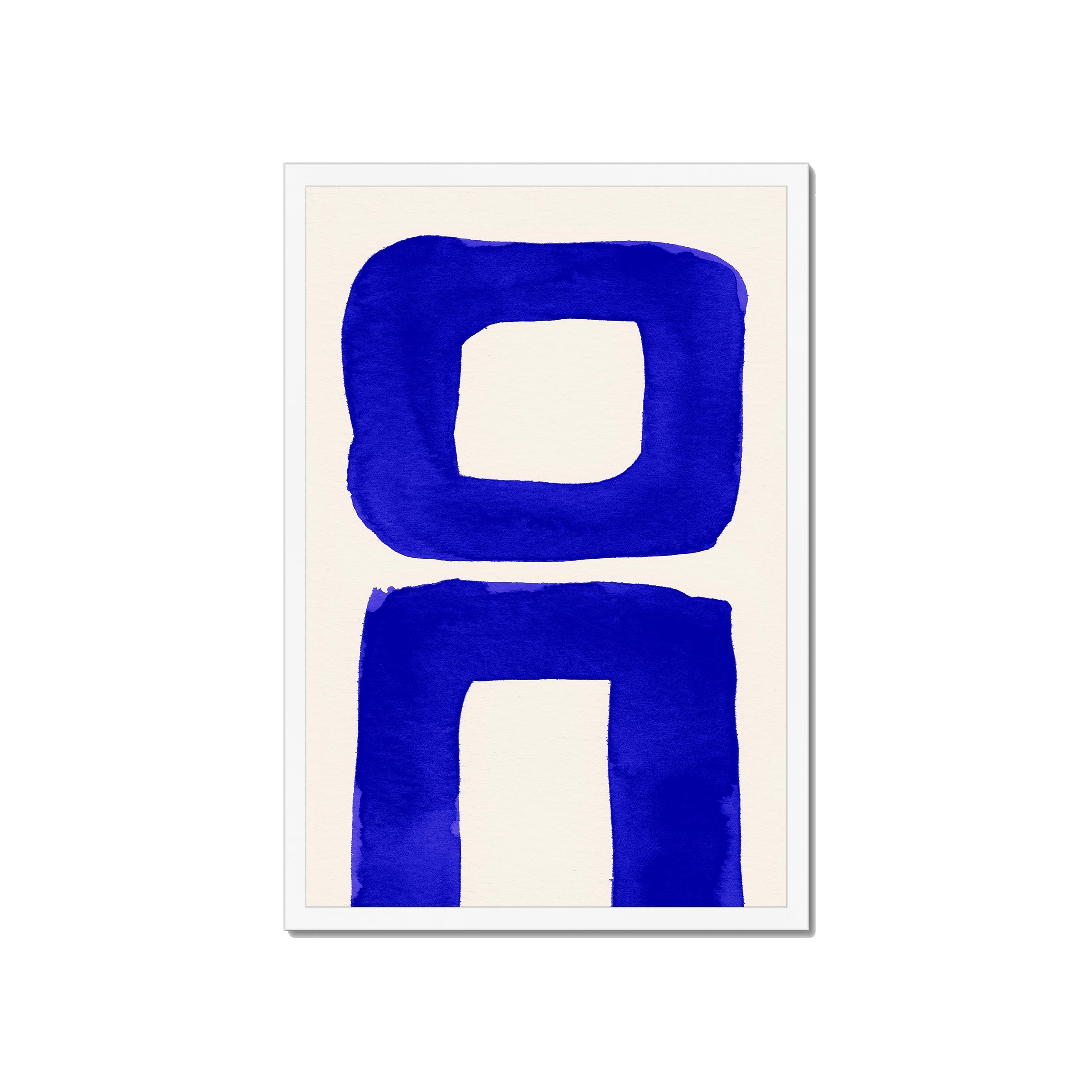 Ink Composition 21 blue ink print, 40x60cm, in a white box frame, ready to hang.