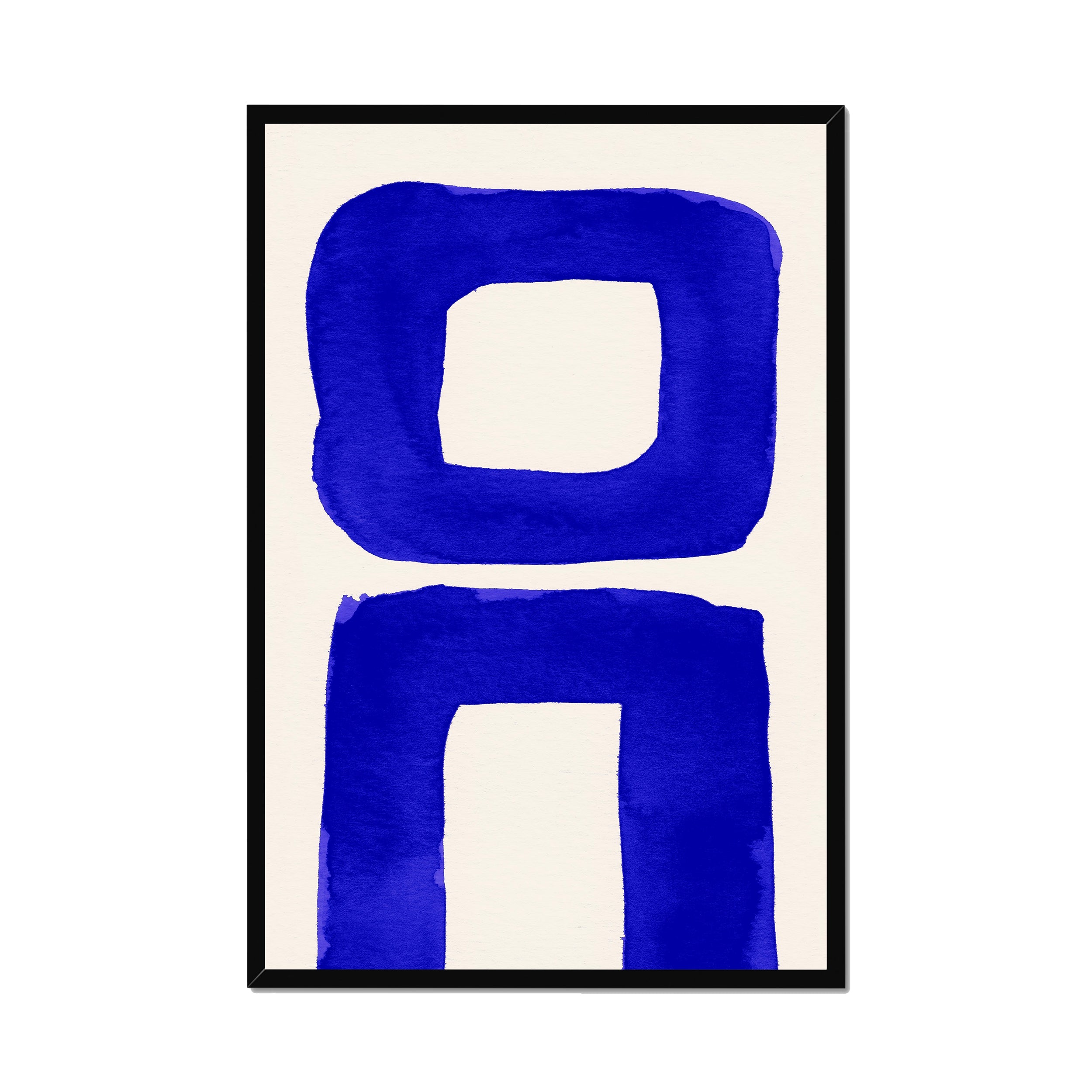 Ink Composition 21 blue ink print, 60x90cm, in a black box frame, ready to hang.
