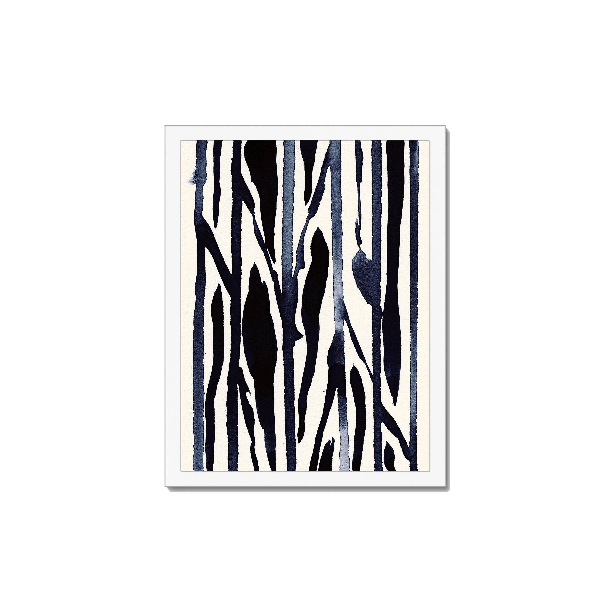 Ink Composition 22 black ink print, 30x40cm, in a white box frame, ready to hang.