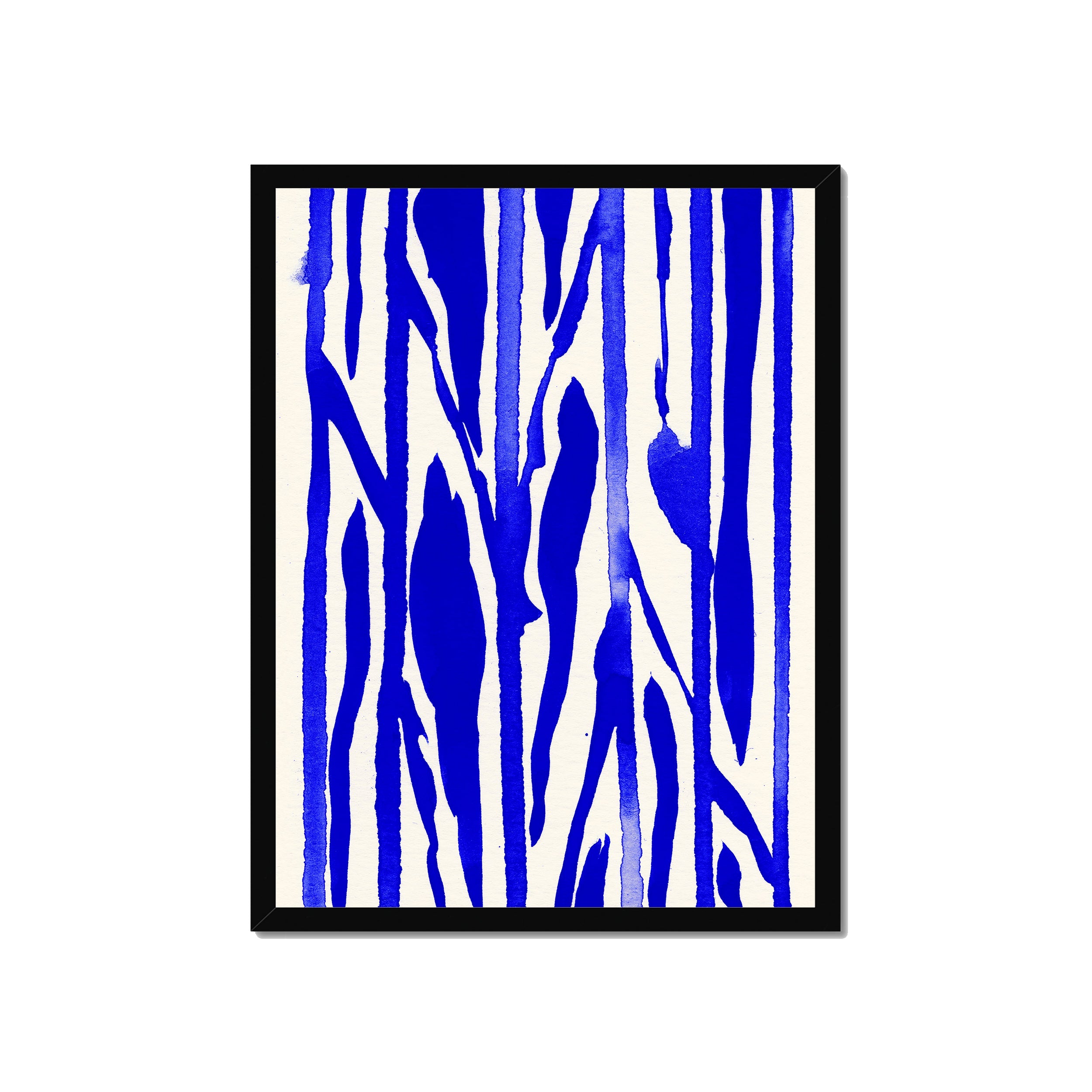 Ink Composition 22 blue ink print, 45x60cm, in a black box frame, ready to hang.