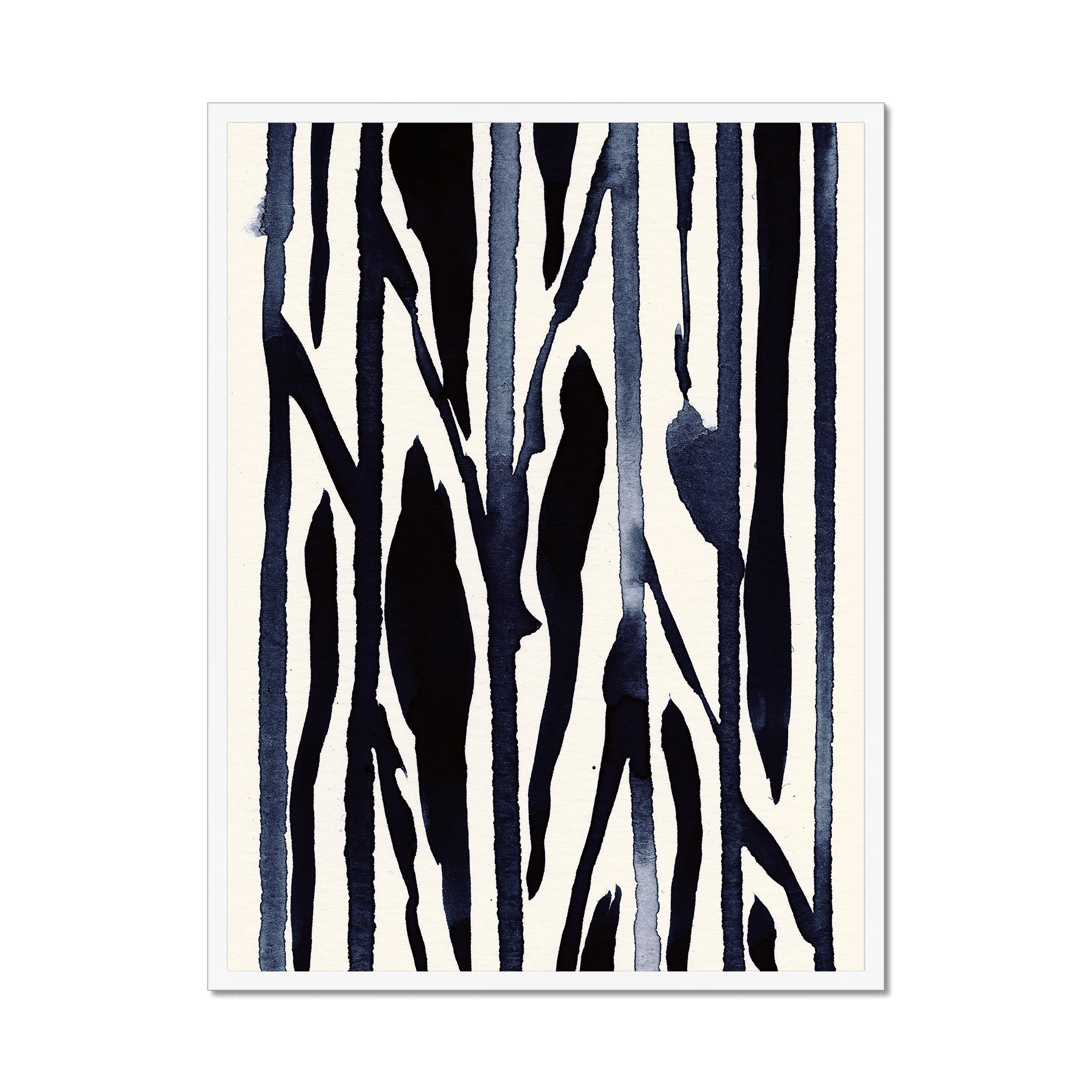 Ink Composition 22 black ink print, 60x80cm, in a white box frame, ready to hang.