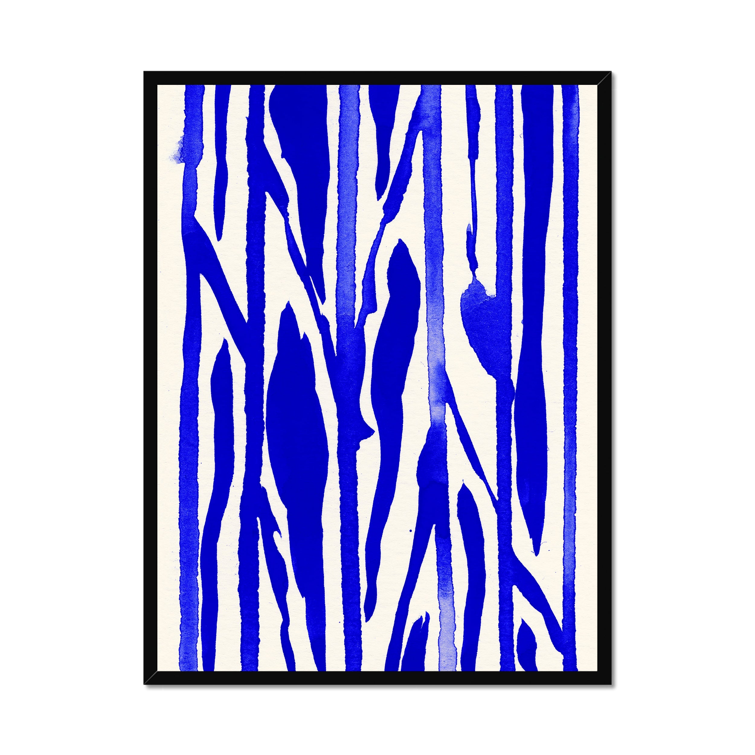 Ink Composition 22 blue ink print, 60x80cm, in a black box frame, ready to hang.