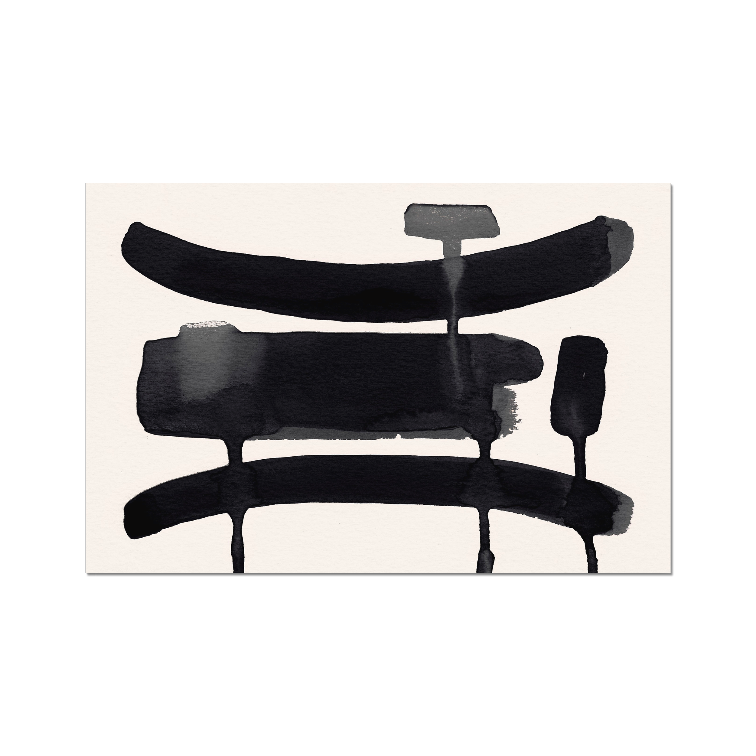 Ink Composition 09 black abstract wall art print horizontal fine art giclée