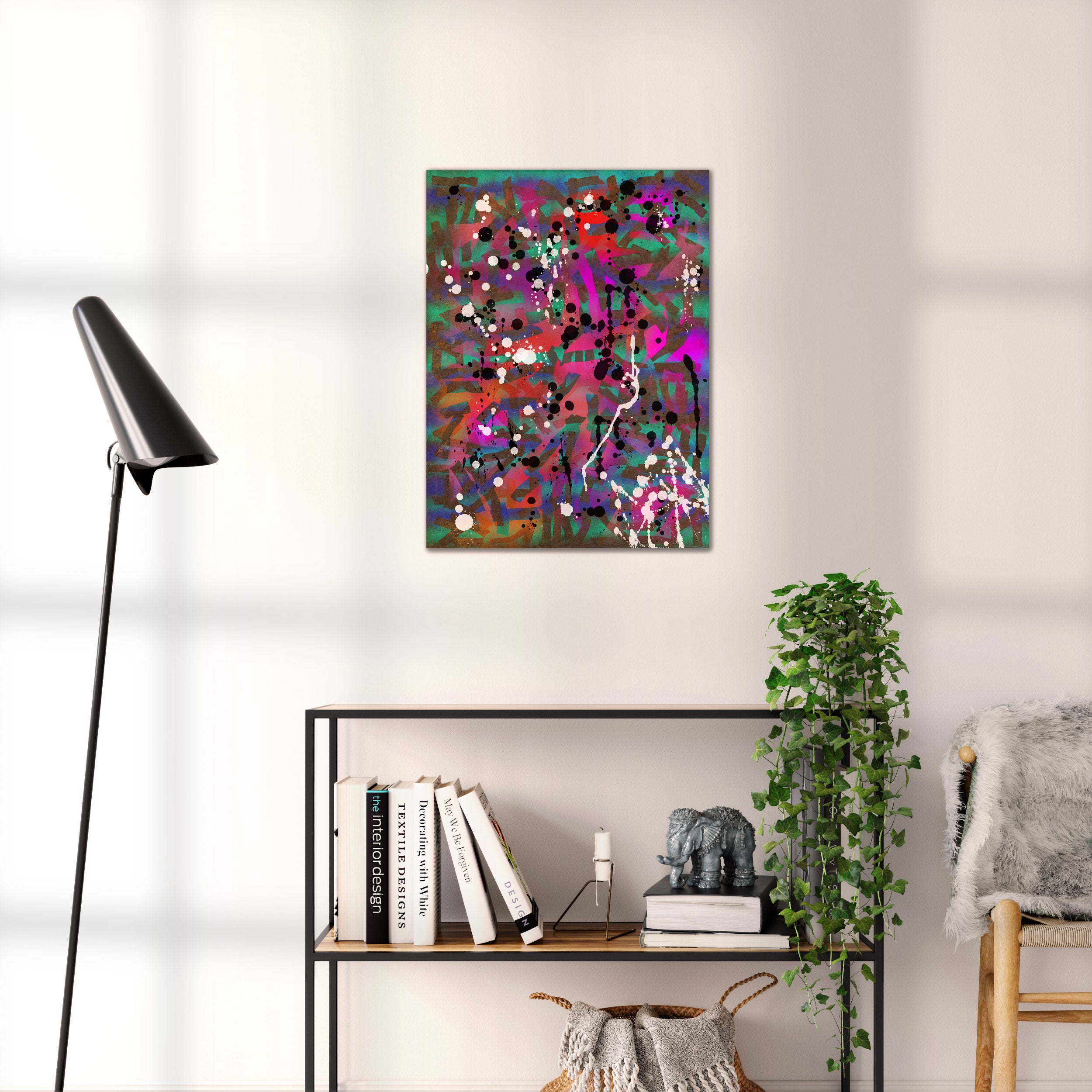 Broken Beat 01 abstract wall art print shown to scale at 45 x 60 cm