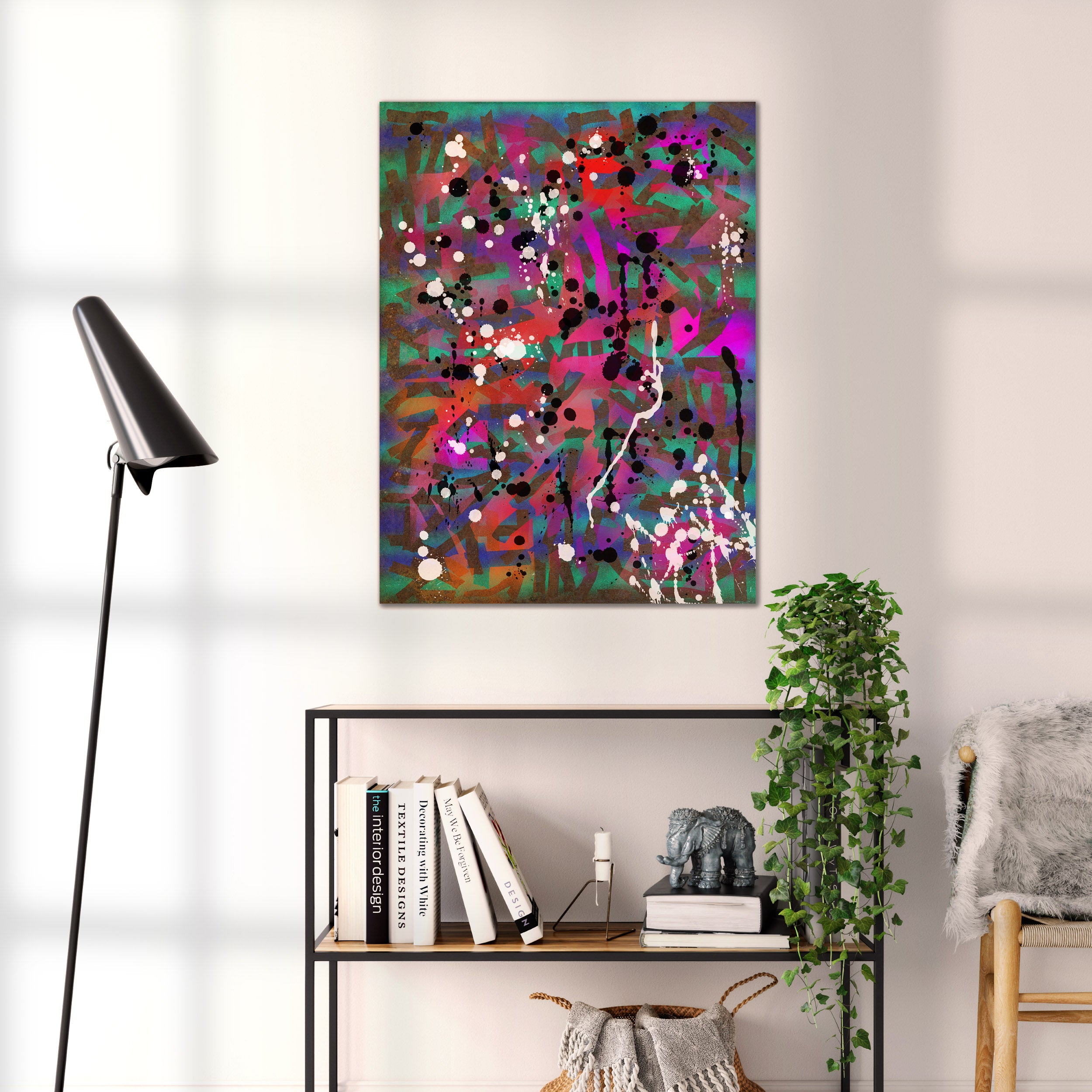 Broken Beat 01 abstract wall art print shown to scale at 60 x 80 cm