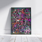 Broken Beat 01 framed abstract wall art print shown off wall with black frame