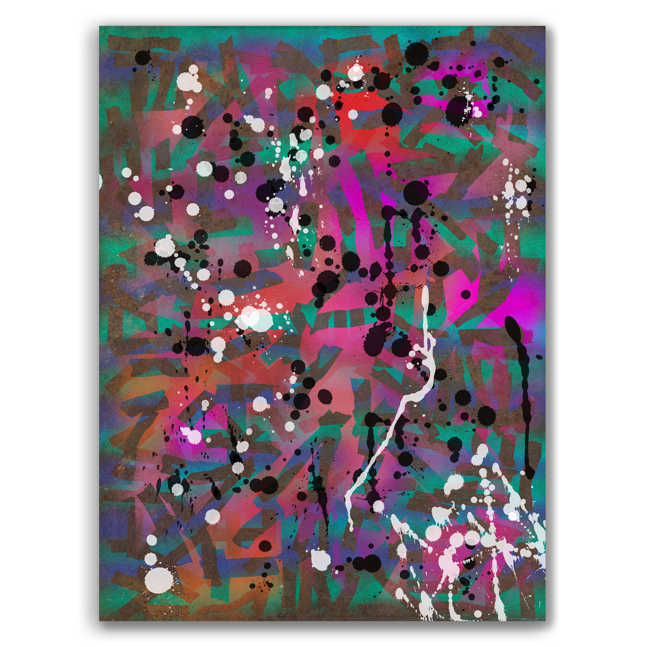 Broken Beat 01 abstract wall art print with layered colour, fragmented forms and gestural marks