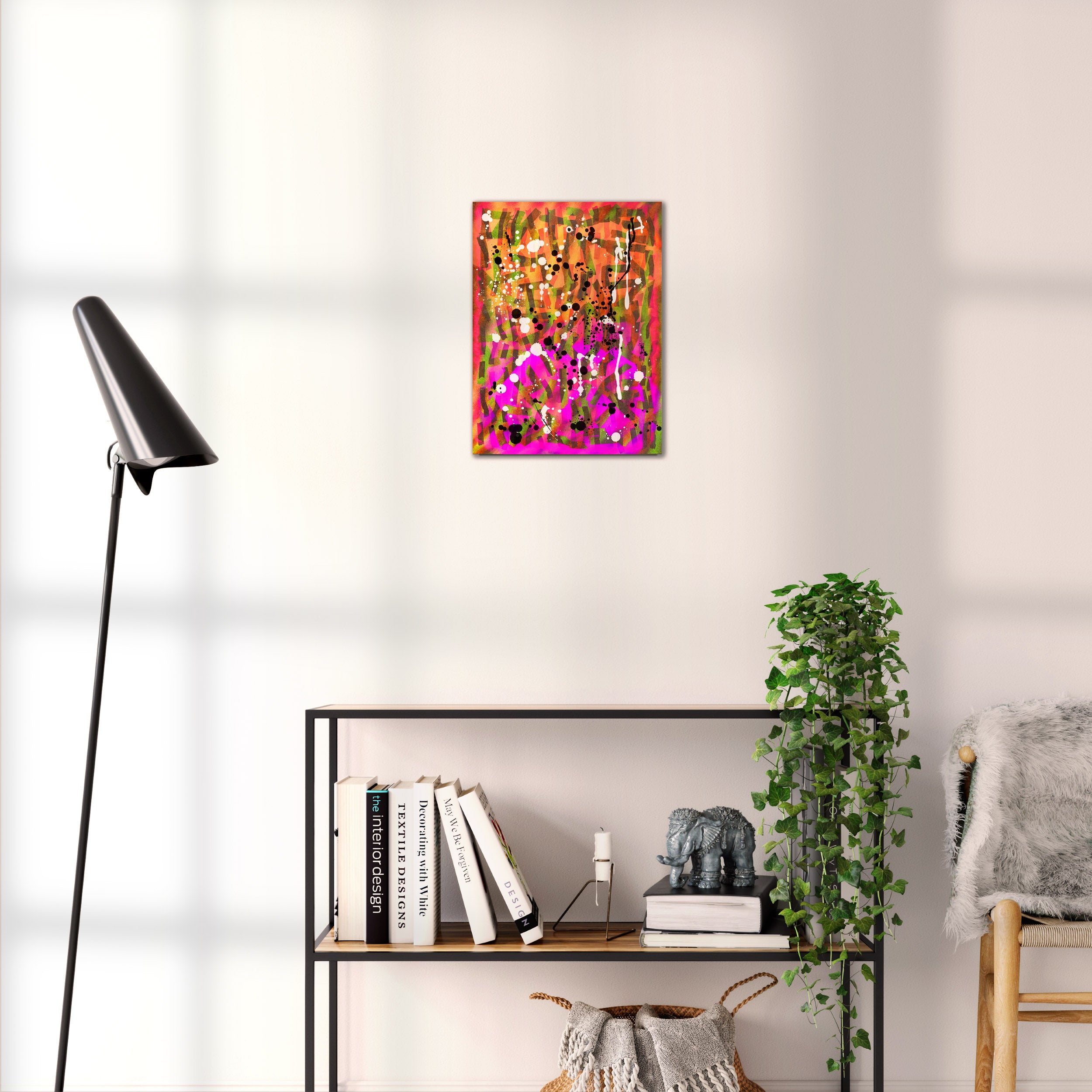 Broken Beat 02 abstract wall art print shown to scale at 30 x 40 cm