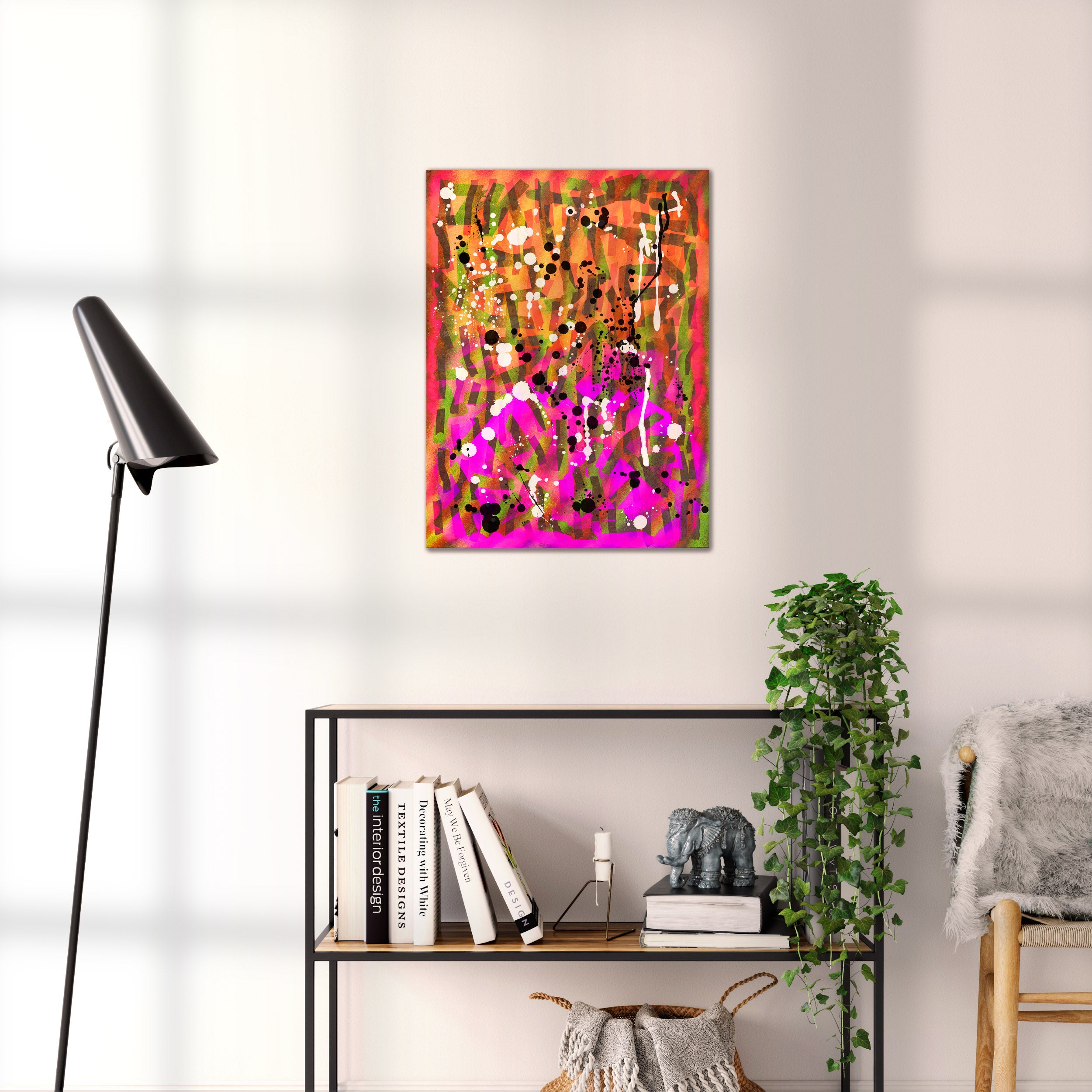 Broken Beat 02 abstract wall art print shown to scale at 45 x 60 cm