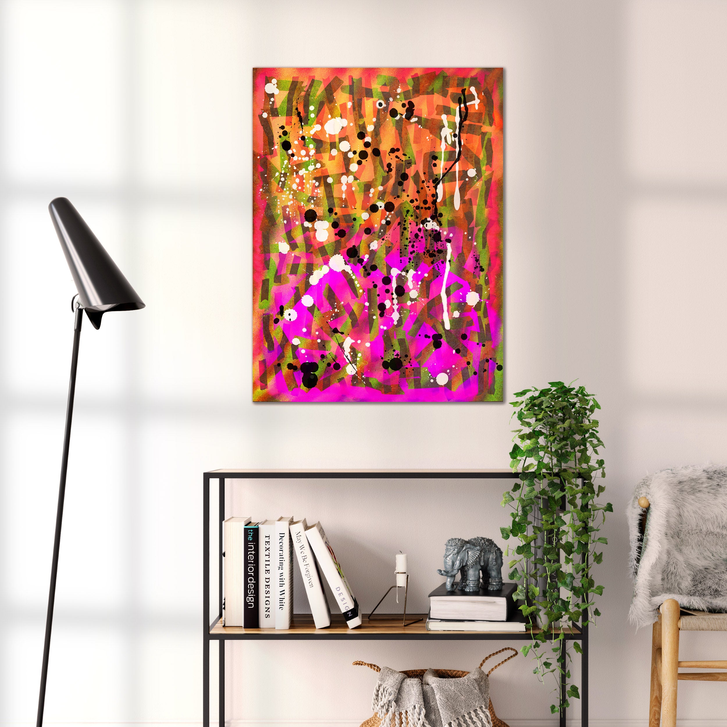 Broken Beat 02 abstract wall art print shown to scale at 60 x 80 cm