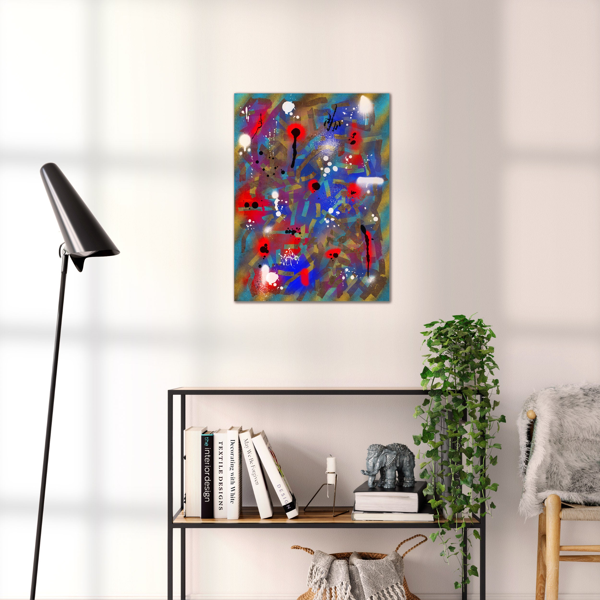 Broken Beat 03 abstract wall art print shown to scale at 45 x 60 cm