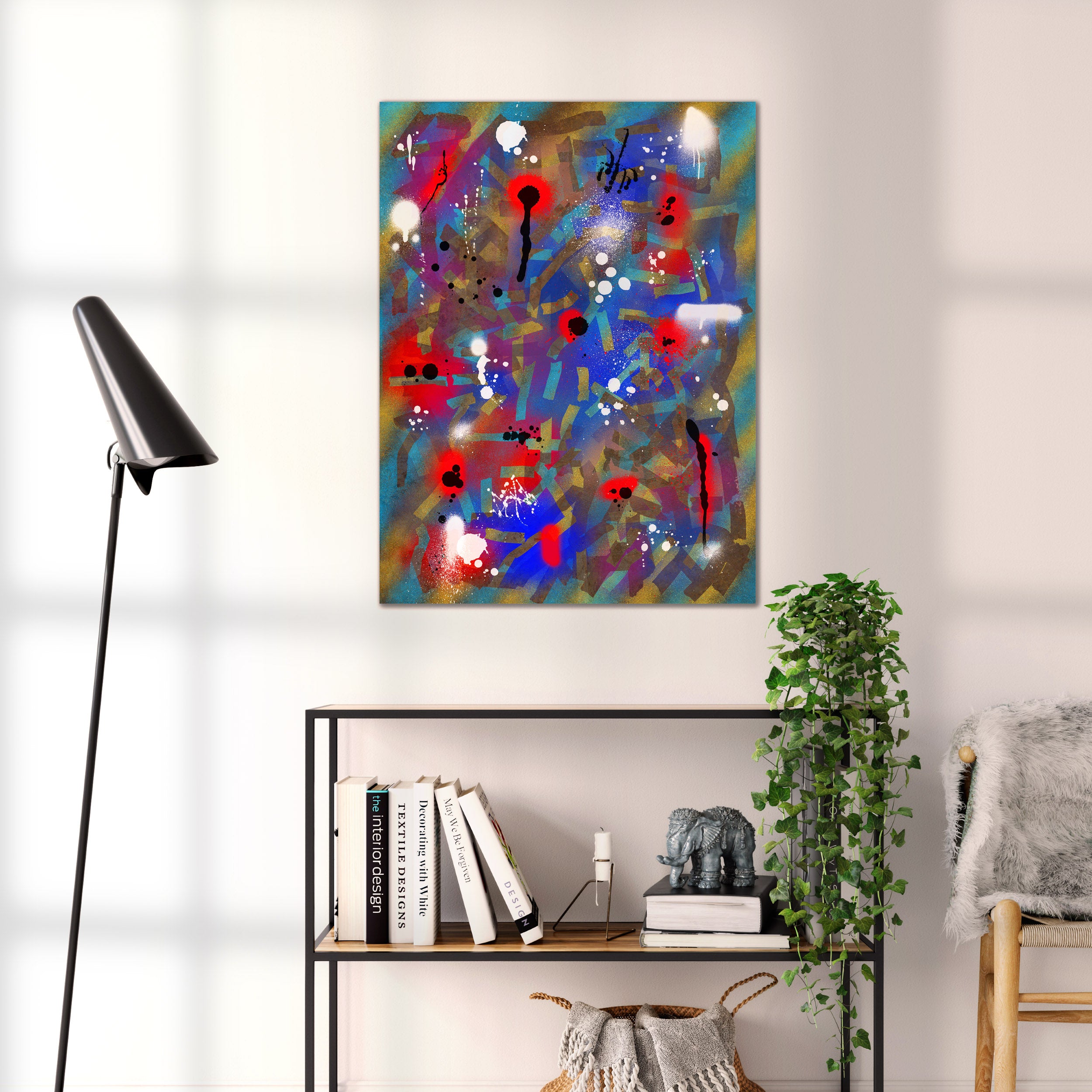Broken Beat 03 abstract wall art print shown to scale at 60 x 80 cm