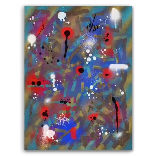 Broken Beat 03 abstract wall art print with layered colour, fragmented forms and gestural marks