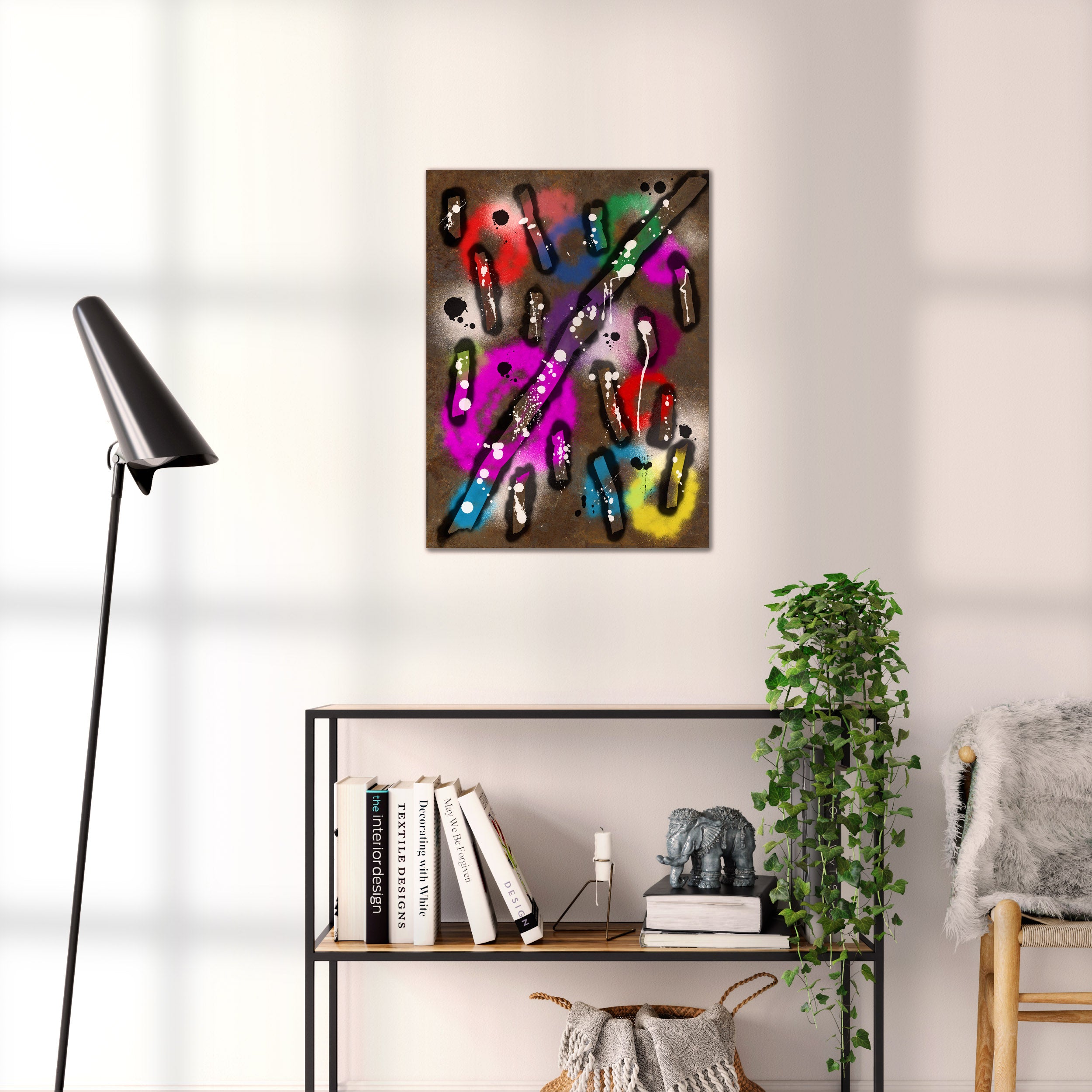 Broken Beat 04 abstract wall art print shown to scale at 45 x 60 cm