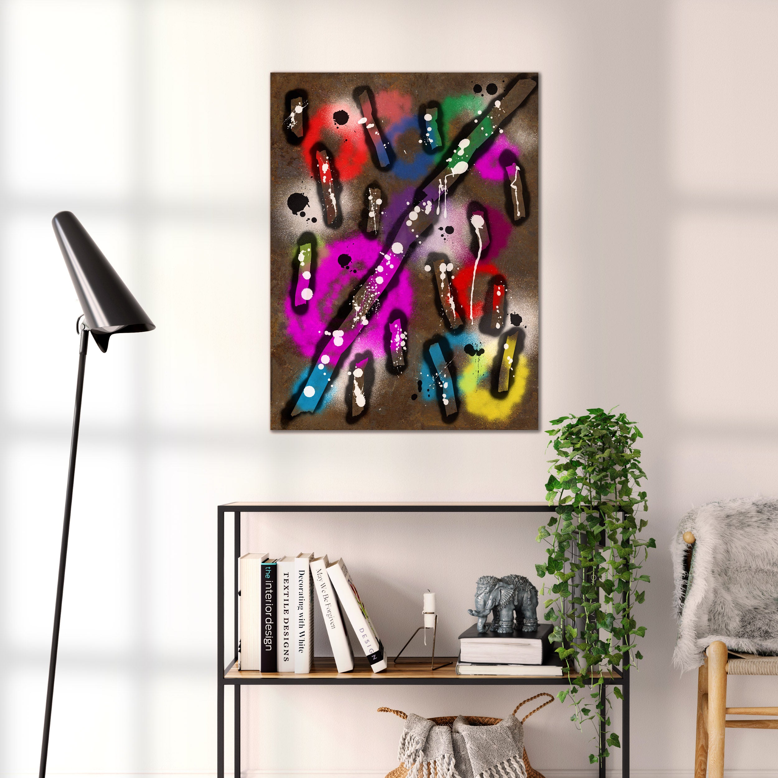 Broken Beat 04 abstract wall art print shown to scale at 60 x 80 cm