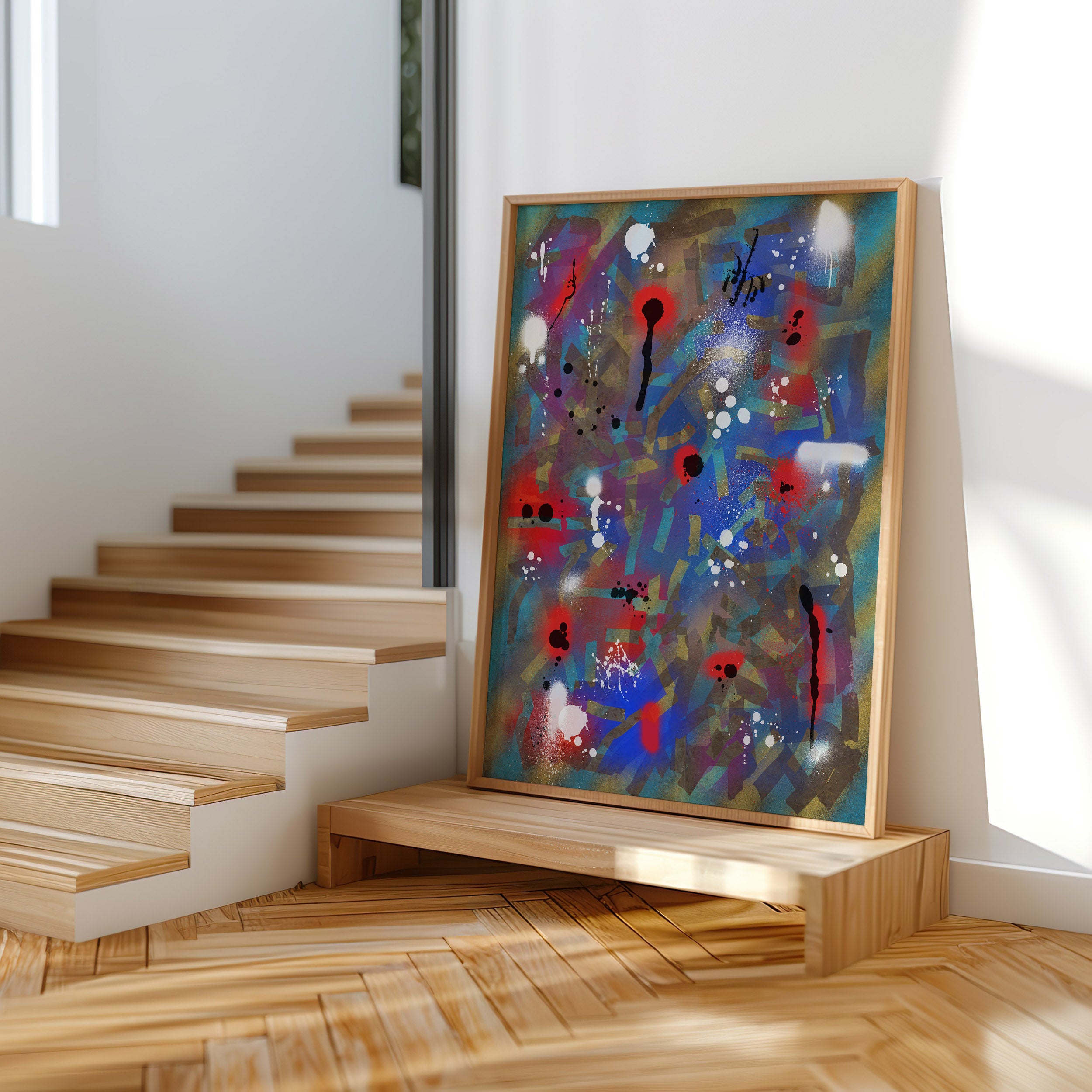 Broken Beat 03 abstract wall art print styled in a modern interior