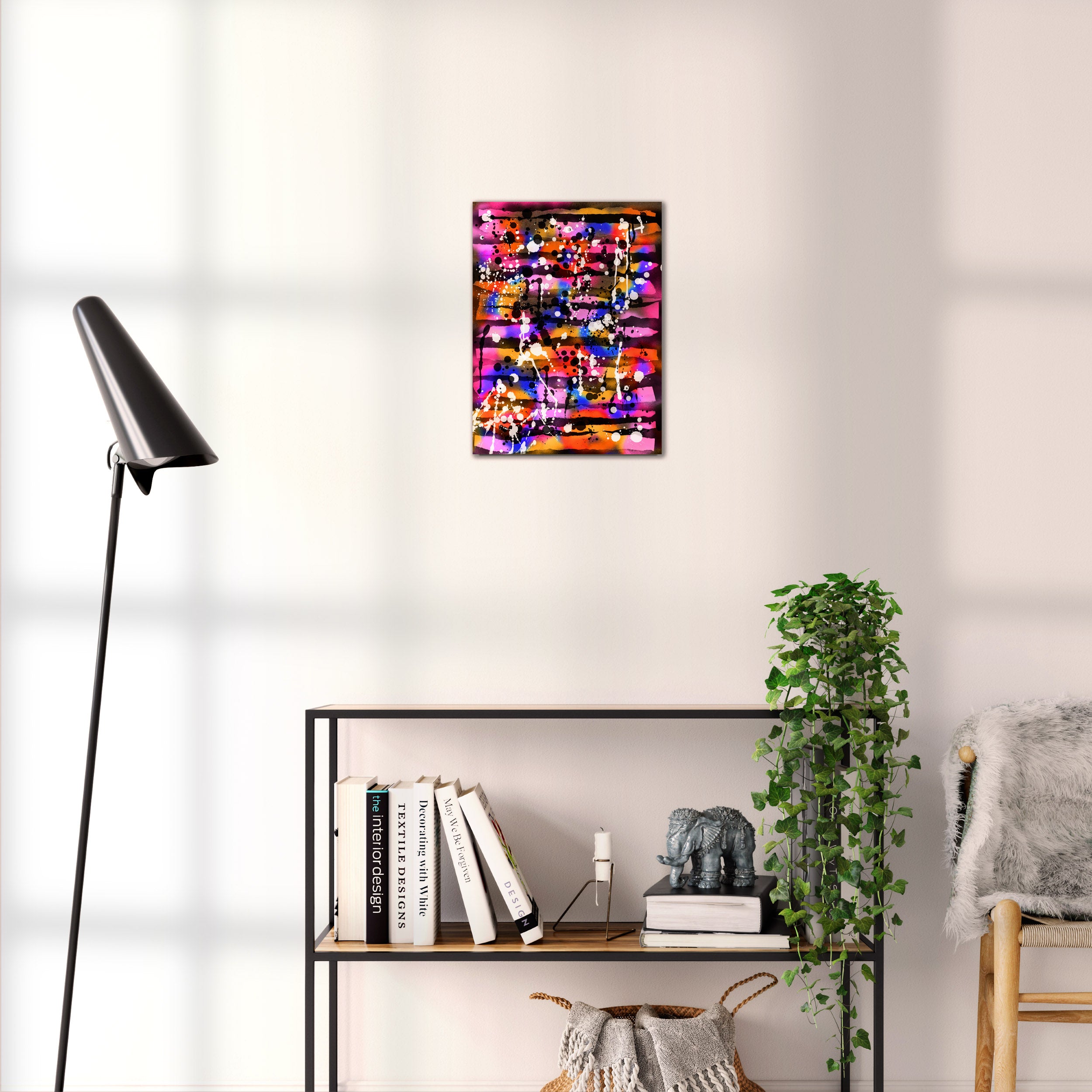 Broken Beat 05 abstract wall art print shown to scale at 30 x 40 cm