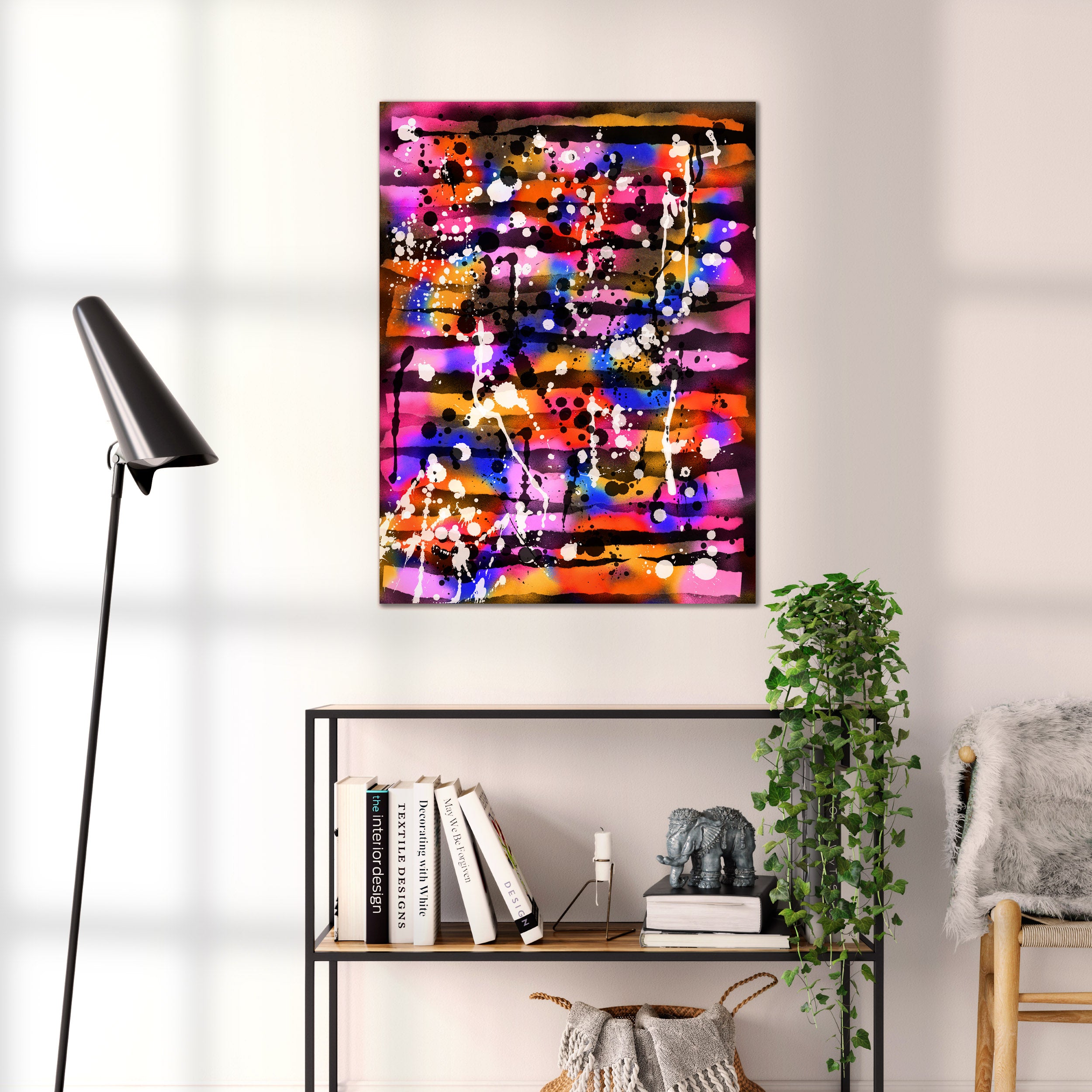 Broken Beat 05 abstract wall art print shown to scale at 60 x 80 cm