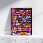 Broken Beat 05 framed abstract wall art print shown off wall with black frame