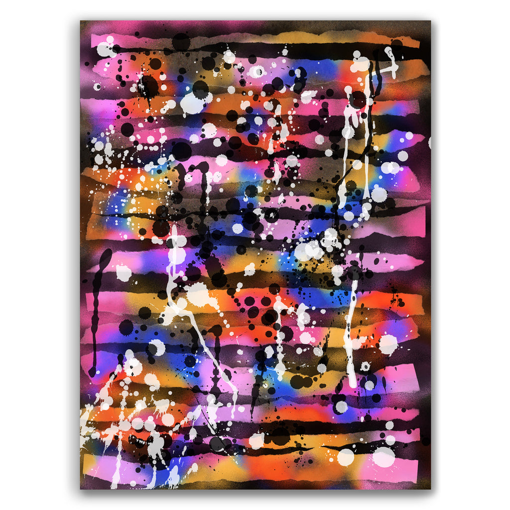 Broken Beat 05 abstract wall art print with layered colour, fragmented forms and gestural marks