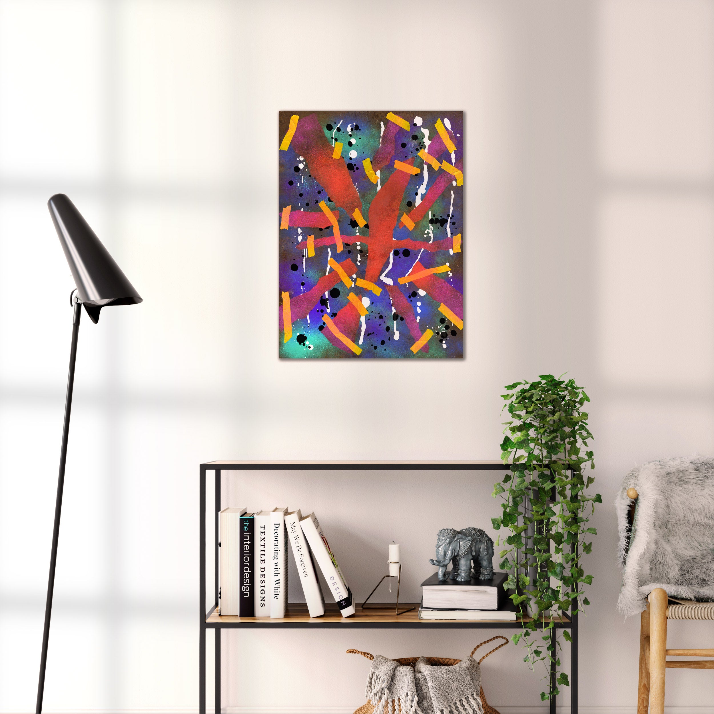 Broken Beat 06 abstract wall art print shown to scale at 45 x 60 cm
