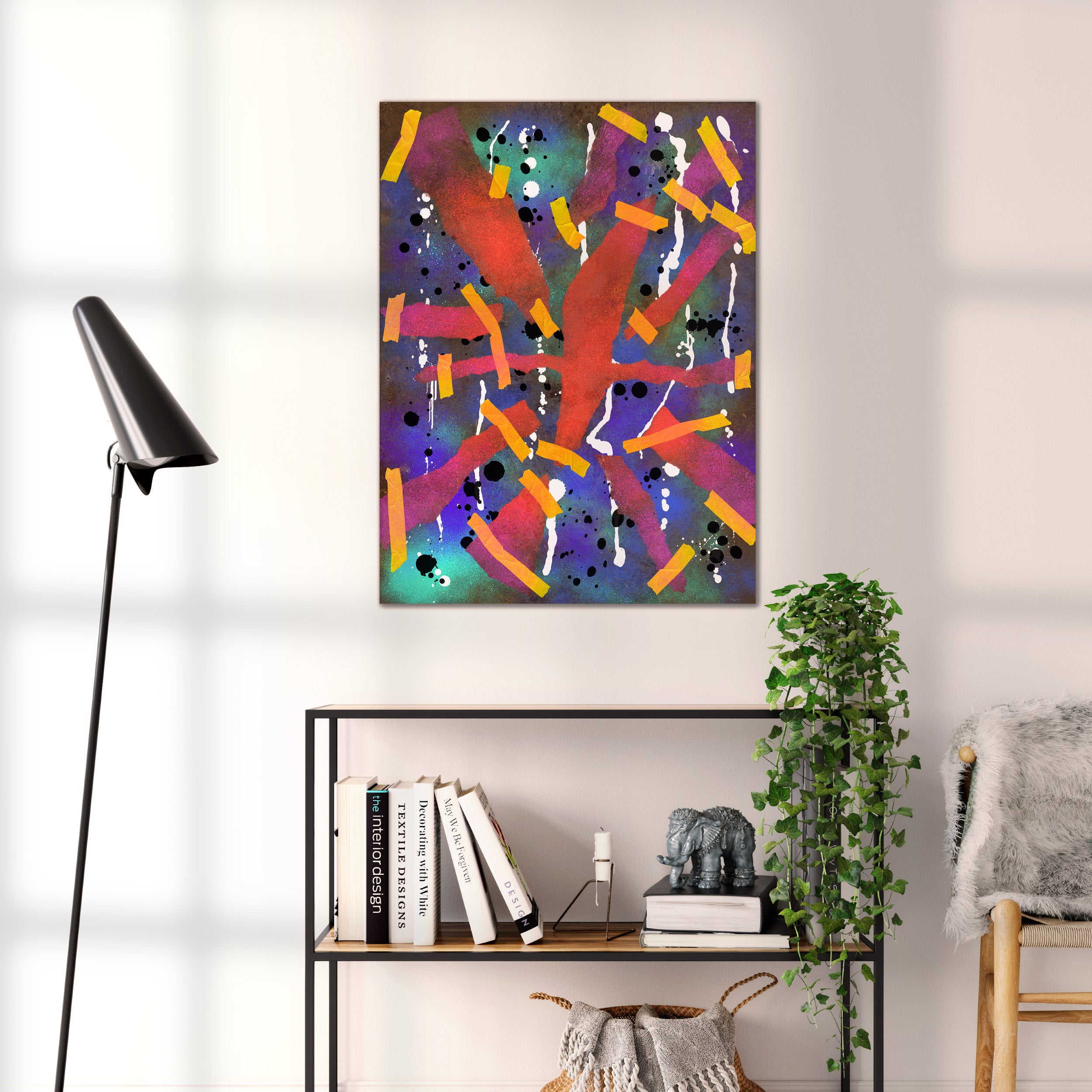 Broken Beat 06 abstract wall art print shown to scale at 60 x 80 cm