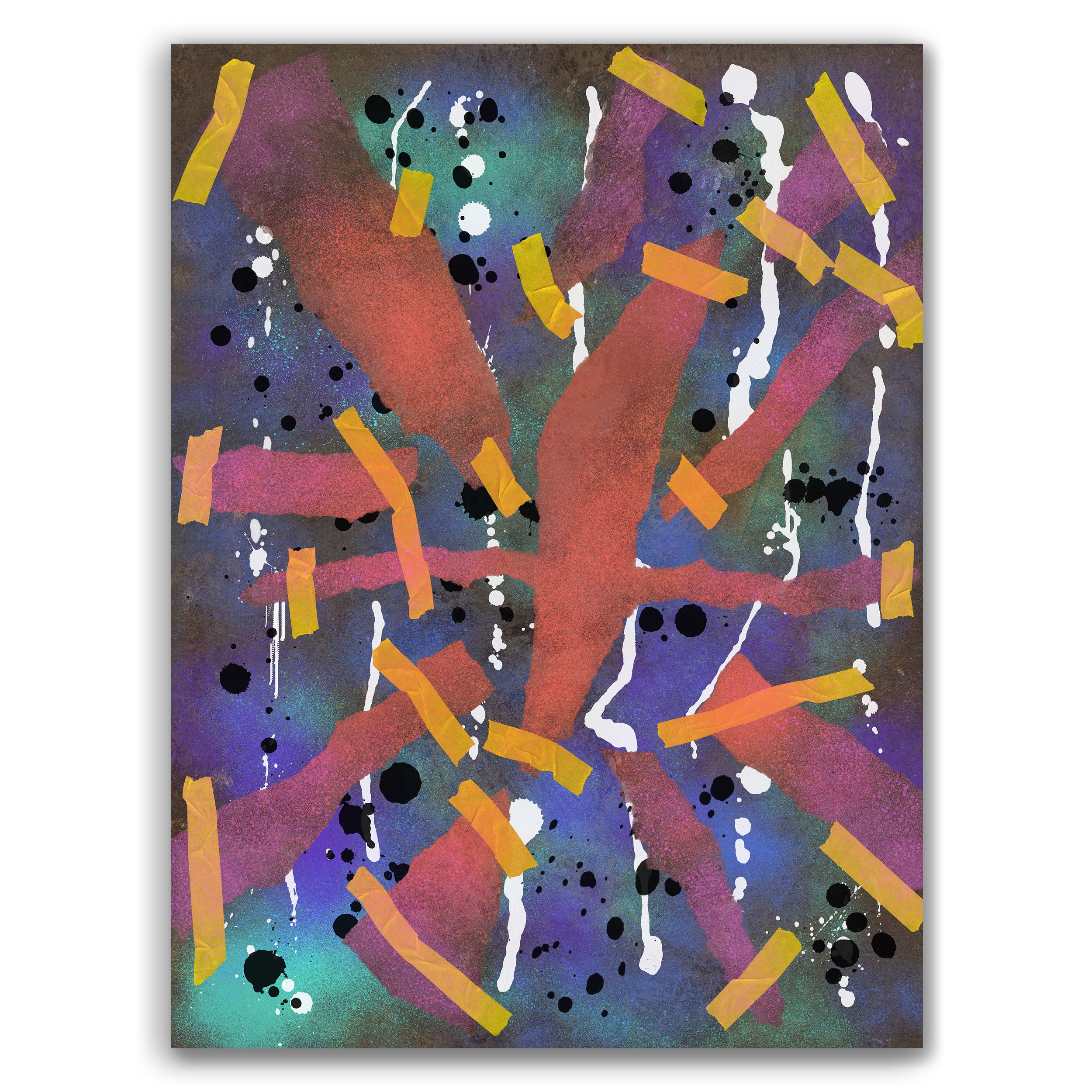 Broken Beat 06 abstract wall art print with layered colour, fragmented forms and gestural marks