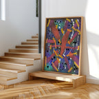 Broken Beat 06 colourful contemporary abstract print shown in a modern room setting