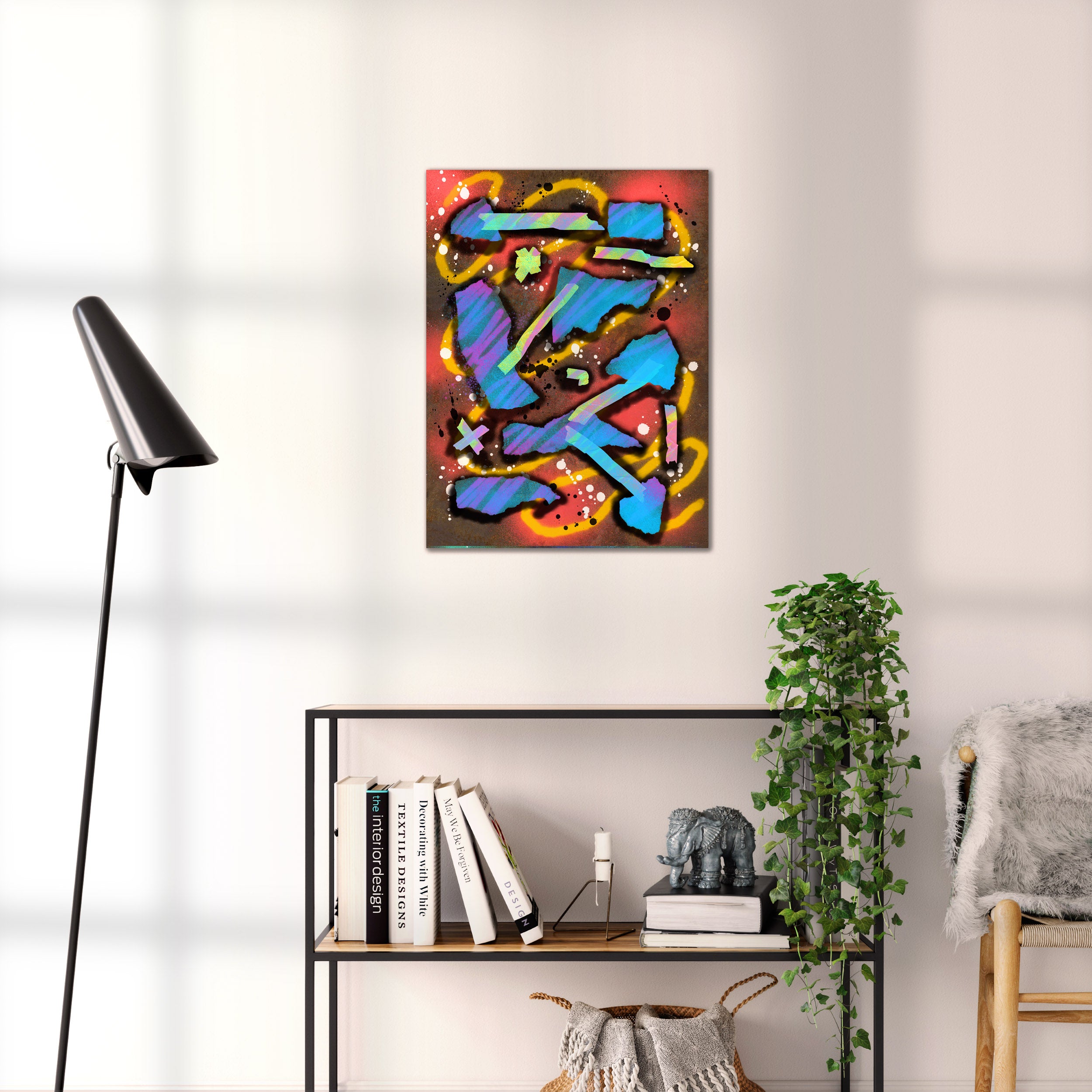 Broken Beat 07 abstract wall art print shown to scale at 45 x 60 cm