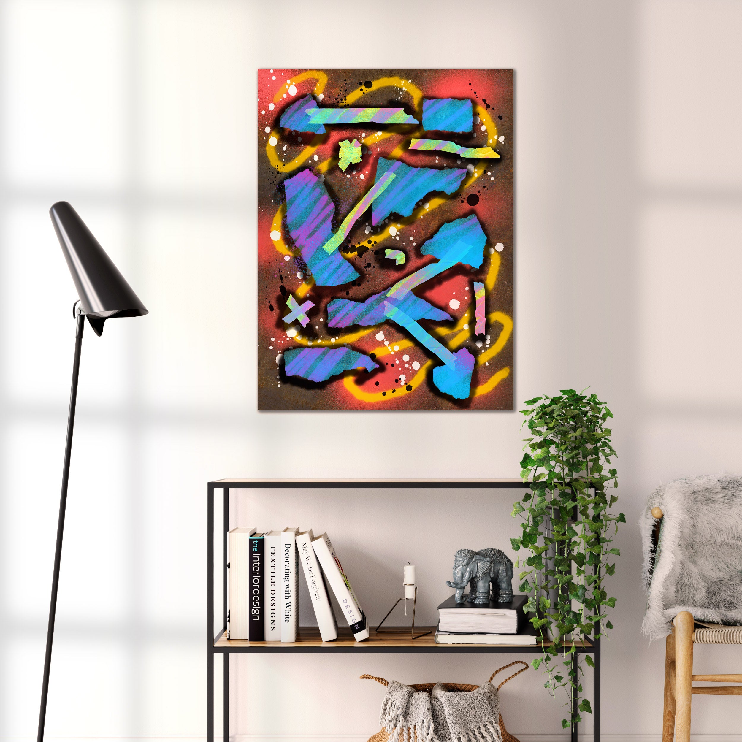 Broken Beat 07 abstract wall art print shown to scale at 60 x 80 cm