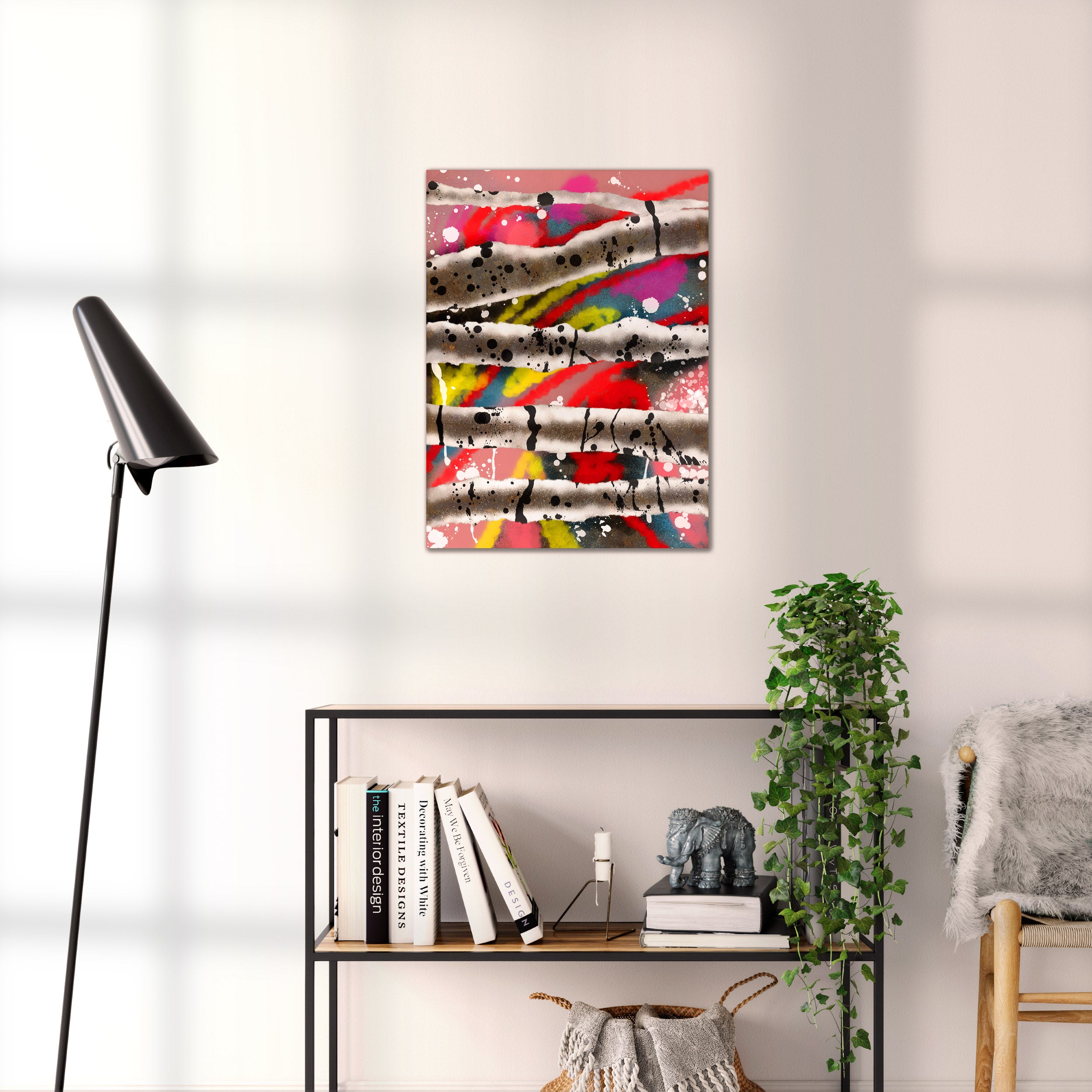 Broken Beat 08 abstract wall art print shown to scale at 45 x 60 cm