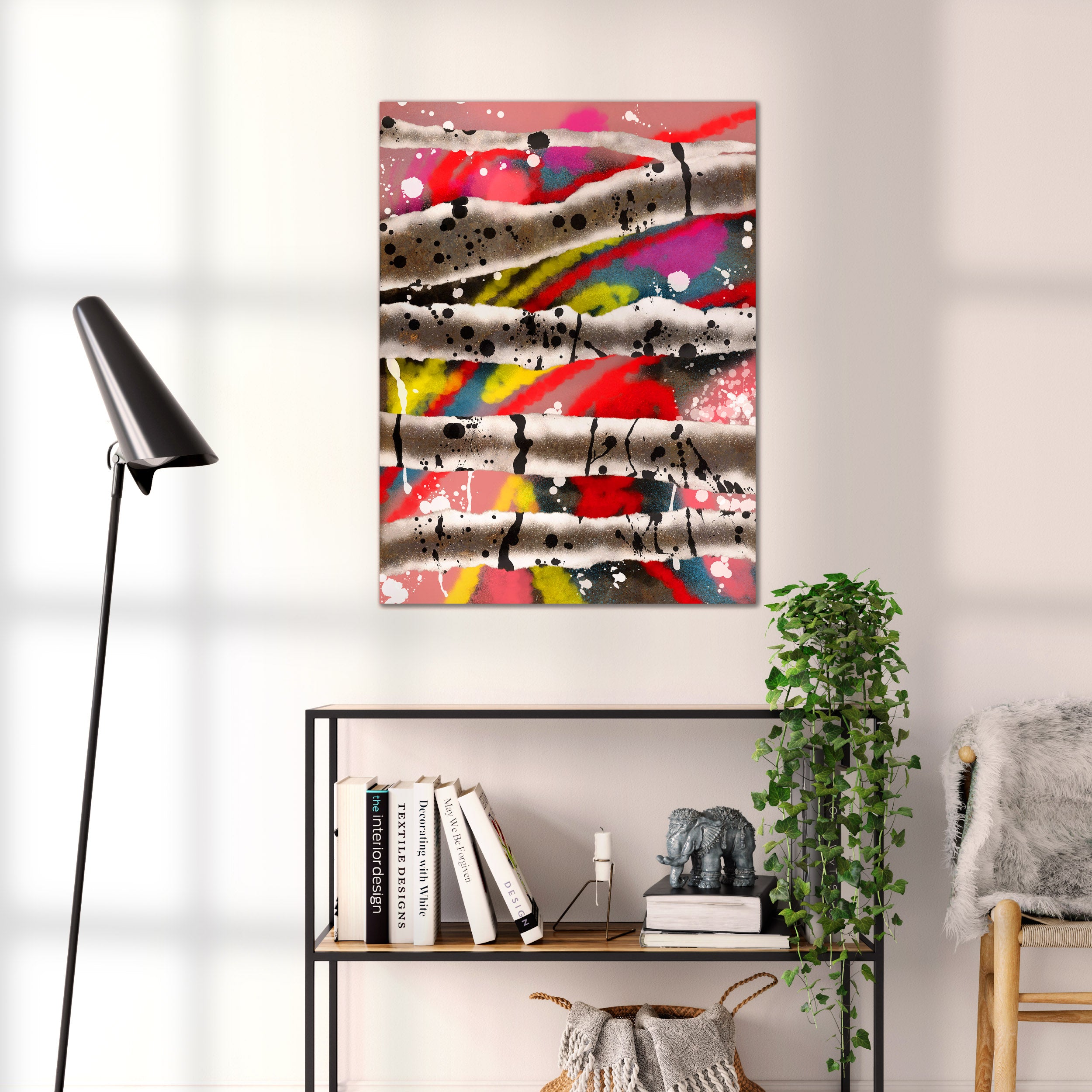Broken Beat 08 abstract wall art print shown to scale at 60 x 80 cm