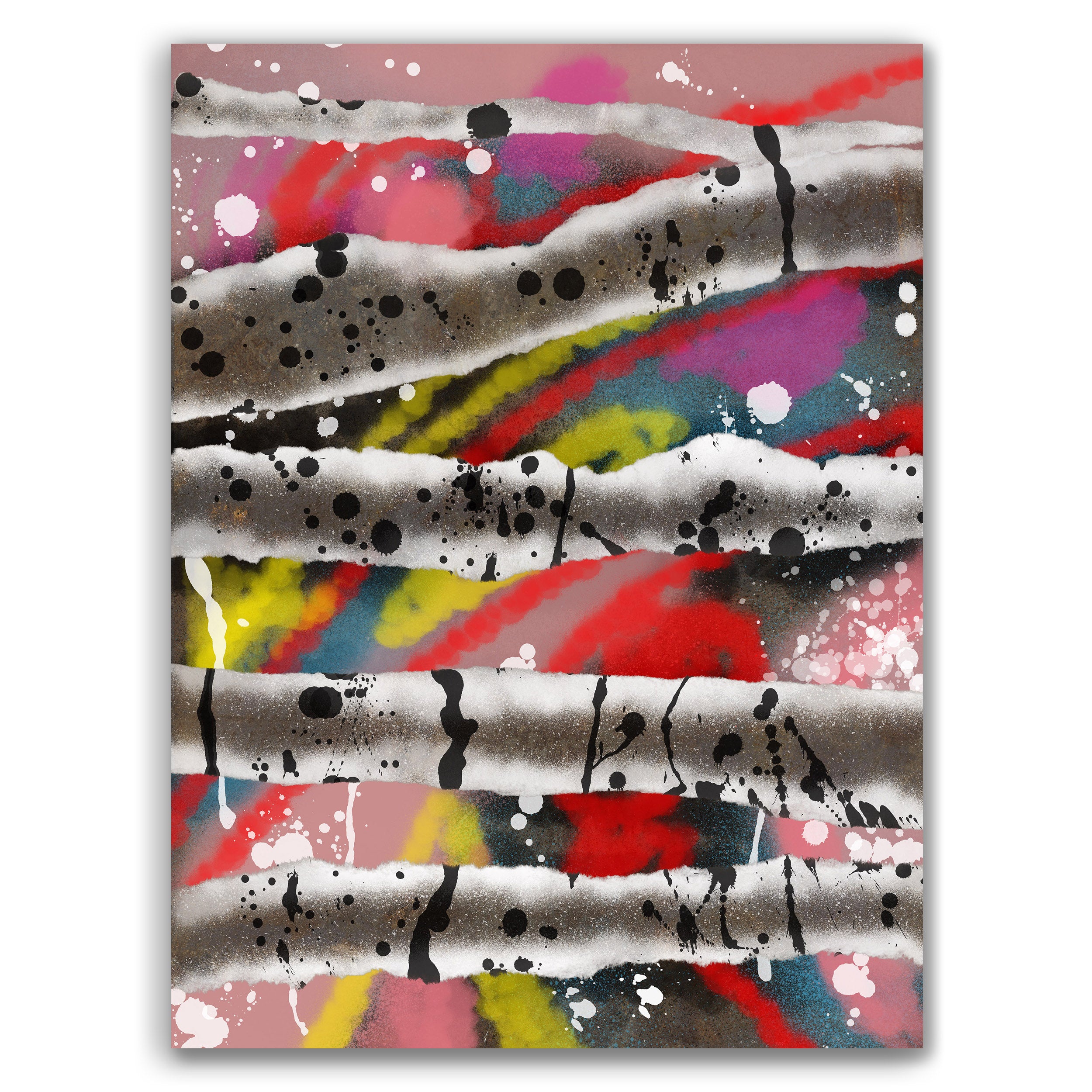 Broken Beat 08 abstract wall art print with layered colour, fragmented forms and gestural marks
