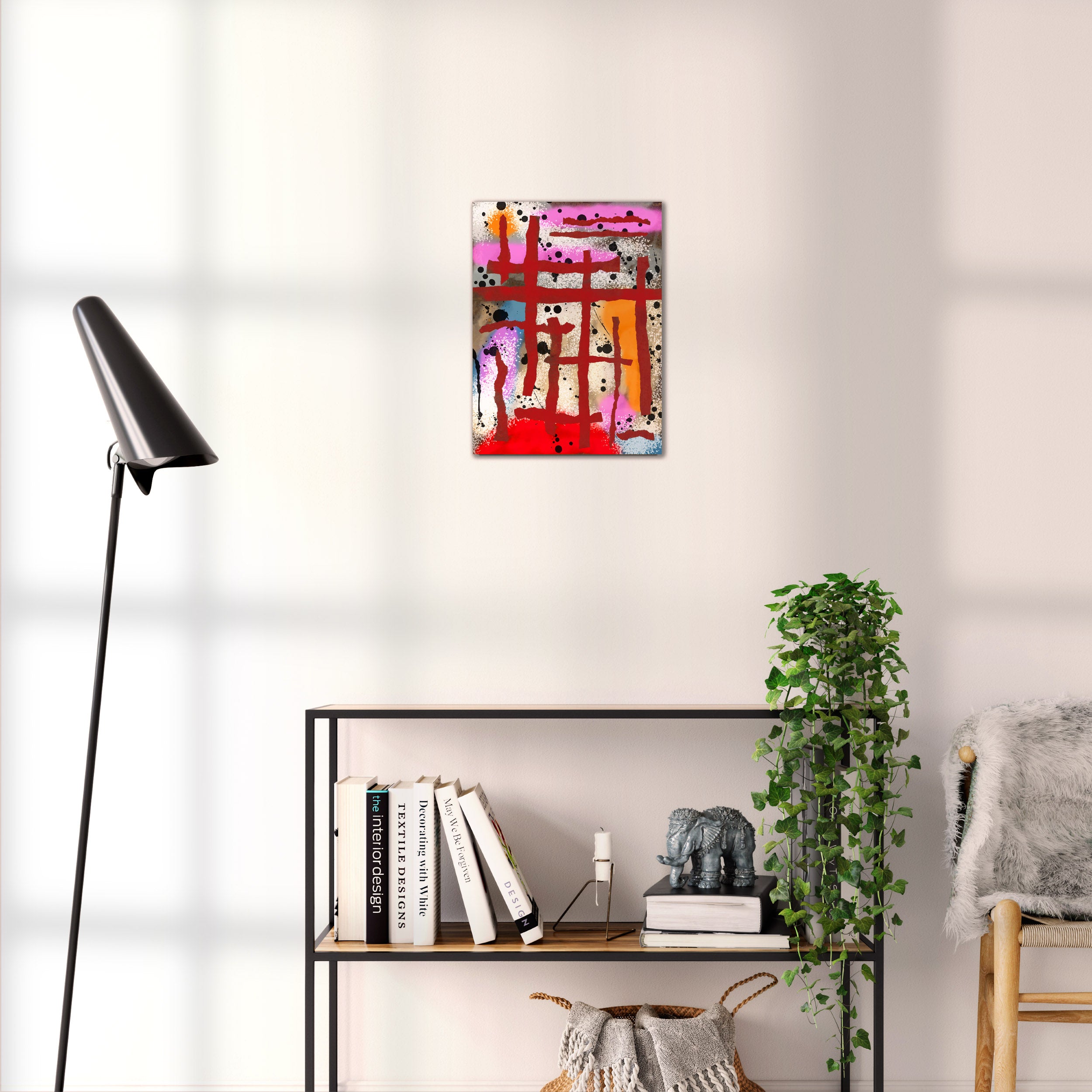 Broken Beat 09 abstract wall art print shown to scale at 30 x 40 cm