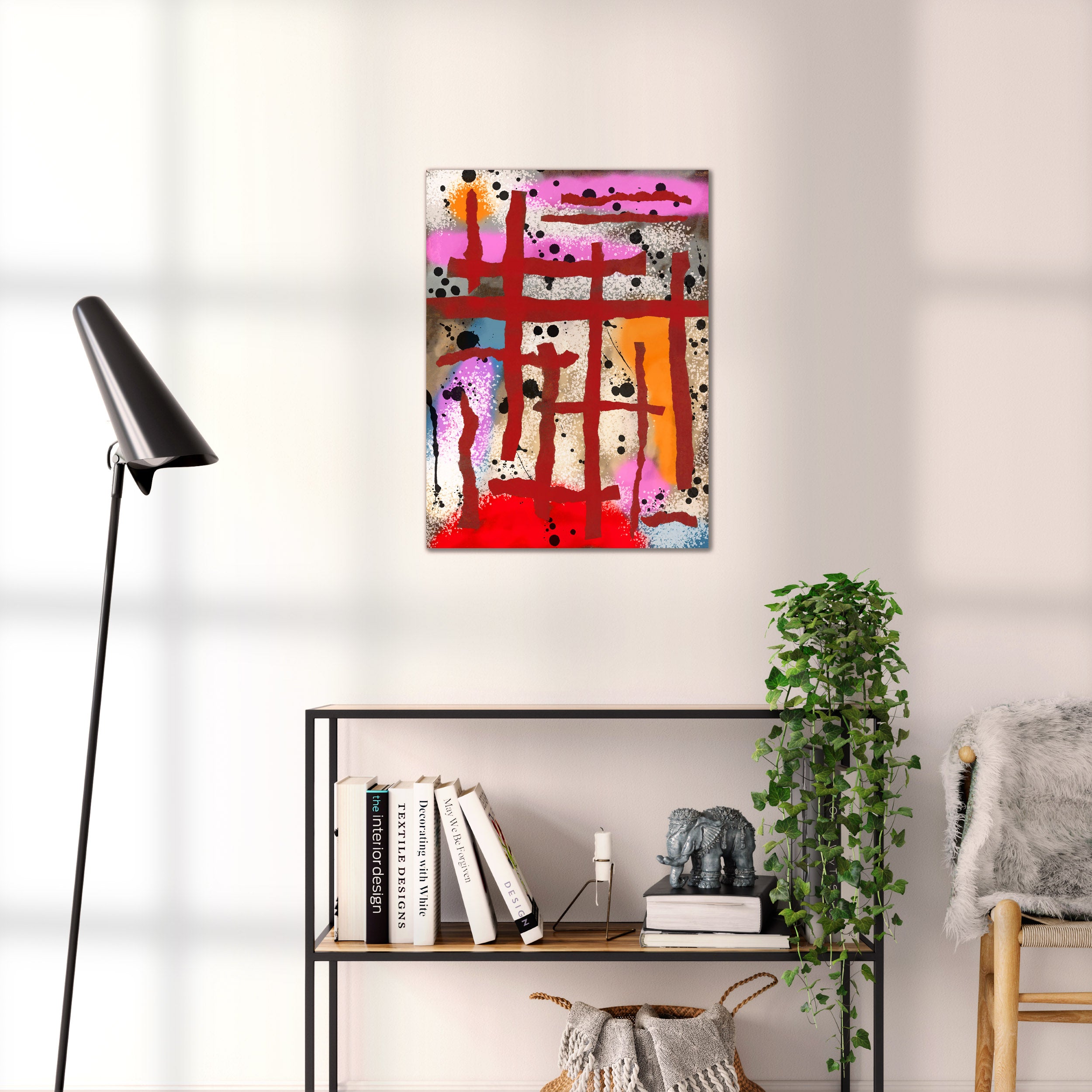 Broken Beat 09 abstract wall art print shown to scale at 45 x 60 cm