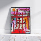 Broken Beat 09 framed abstract wall art print shown off wall with black frame